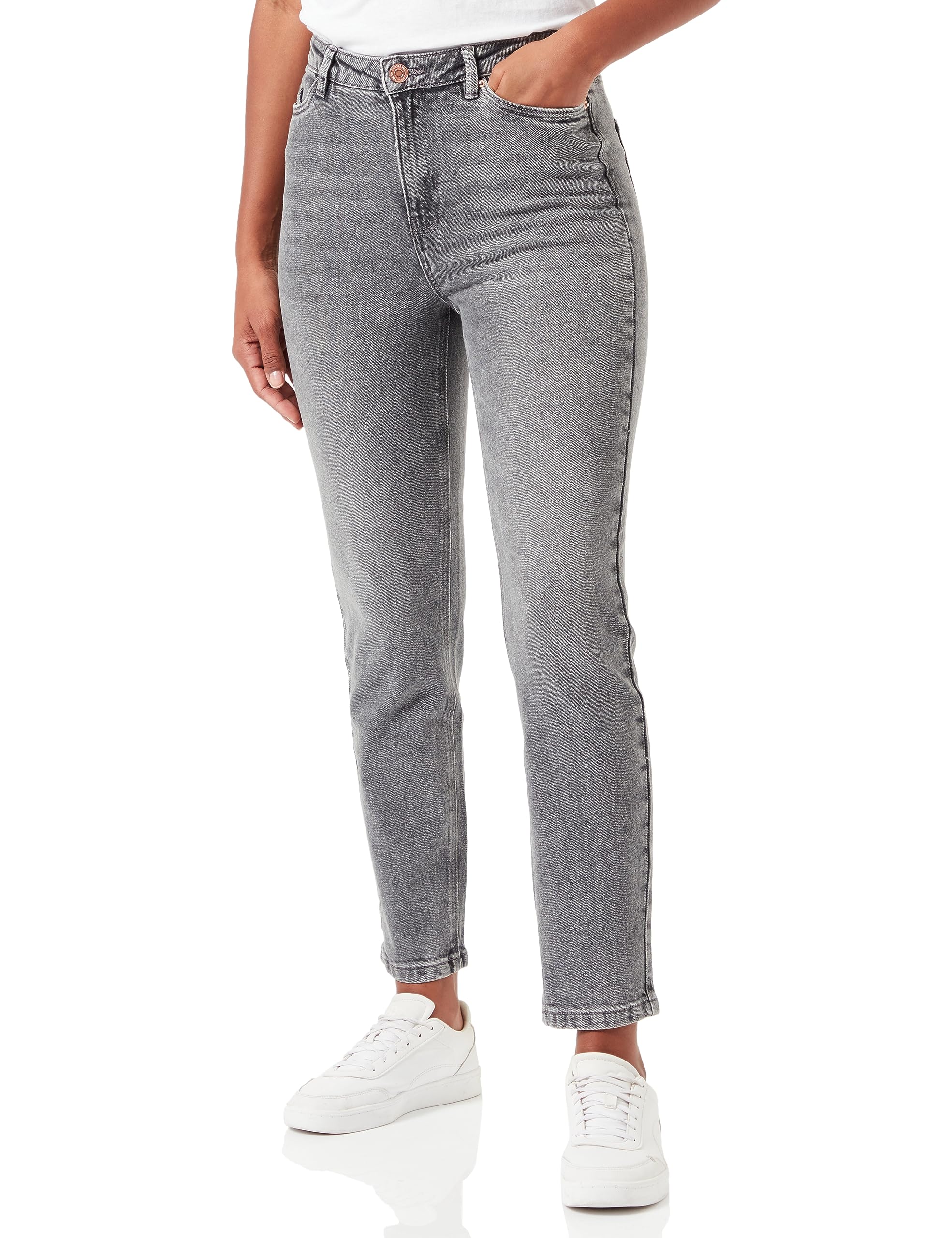 VERO MODA Female Mom Jeans VMLINDA High Waist Jeans, Medium Grey Denim, 27W x 30L