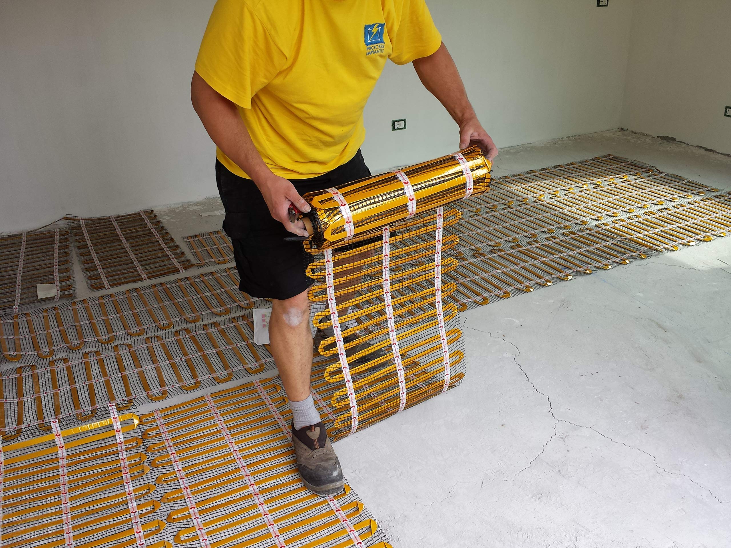 1,5m² Mi-Heat 17/5 Black 150Watt/m² selbstklebende Dünnbett-Heizmatte | Fußboden Heizung mit Aluminium-Erdmantel