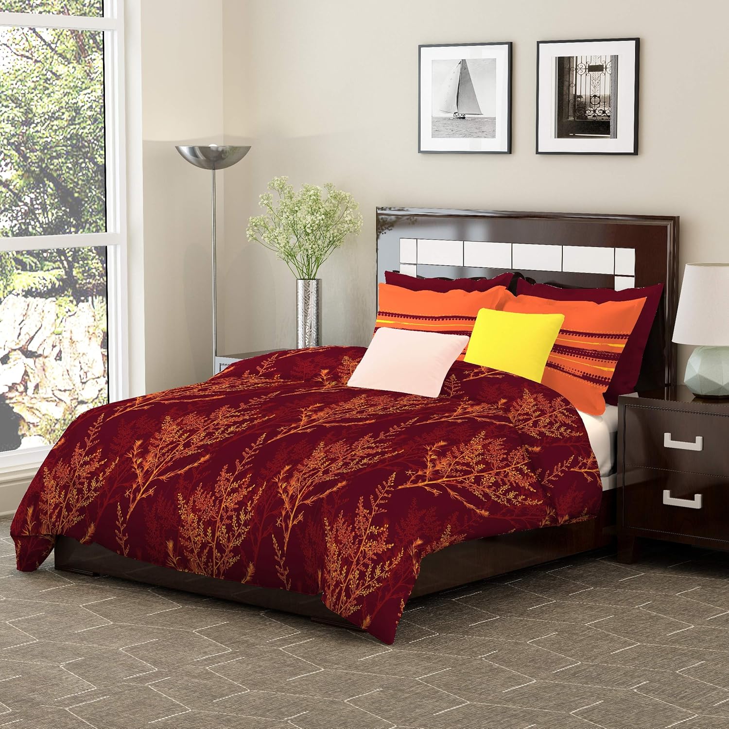 Dreamline Classic Plus Maroon Double Bedsheet with 2 Pillow Cover Set
