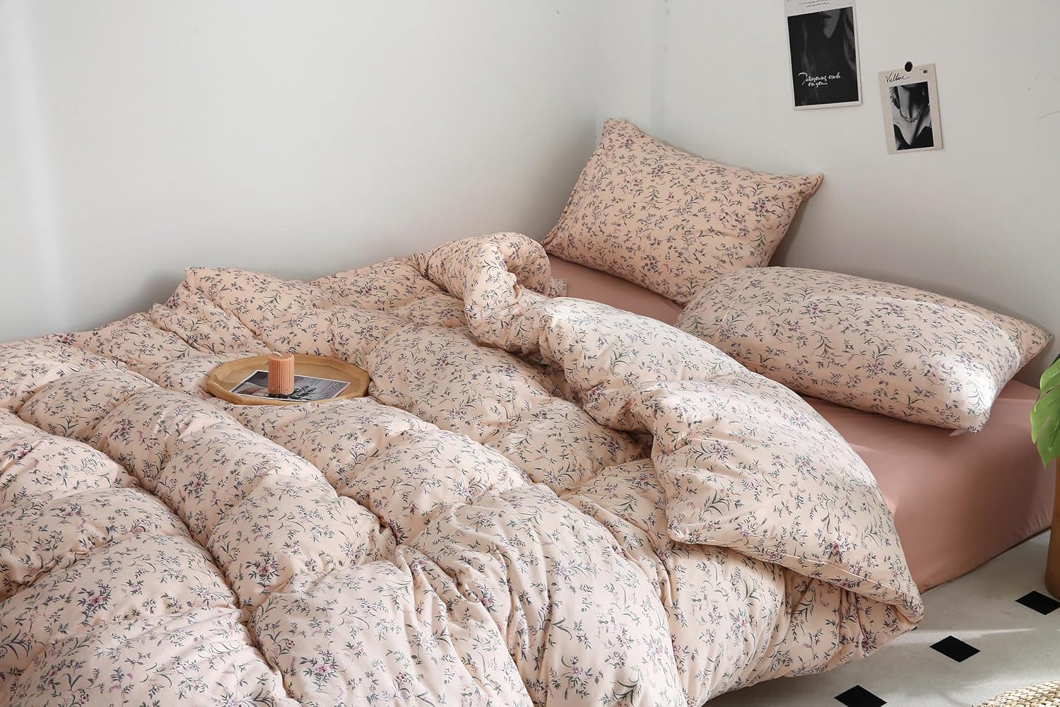 Luxury Pink Beige 100% Cotton Duvet Cover - Soft, Breathable Comfort - Queen/King (Queen)