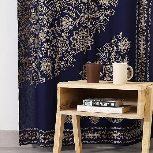 Miniatura 3 de Popular Handicrafts India Hippie Mandala Bohemia Hermoso Bosquejo Cortina Cortina Dormitorio Sala Balcón Cenefa Paneles Azul Oro