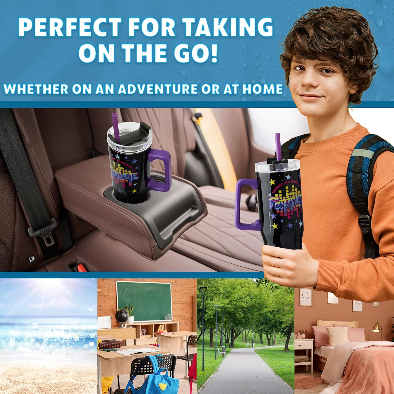 Get Trend Fortnite Insulated Tumbler with Straw for Kids, Teens, Adults, 32 oz Reusable Stainless Steel Cup for Hot or Cold Drinks, Travel Mug Gifts (Black Fortnite) - Image 3