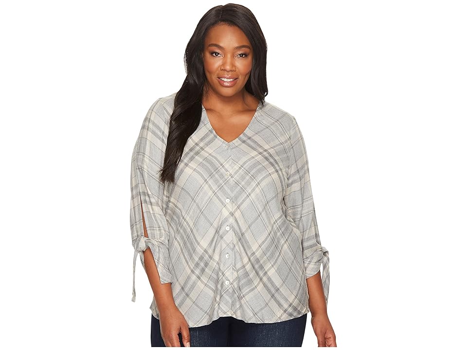 

B Collection by Bobeau Plus Size Long Sleeve Top (Moonrock) Women's Long Sleeve Pullover, Multi