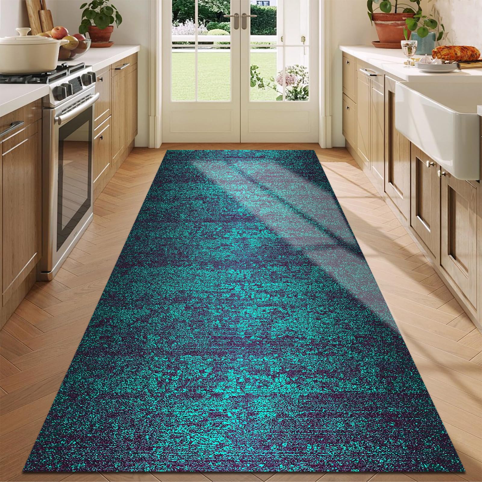 Tapis entrée intérieur long 80 x 230 cm lavable avec envers technique de protection