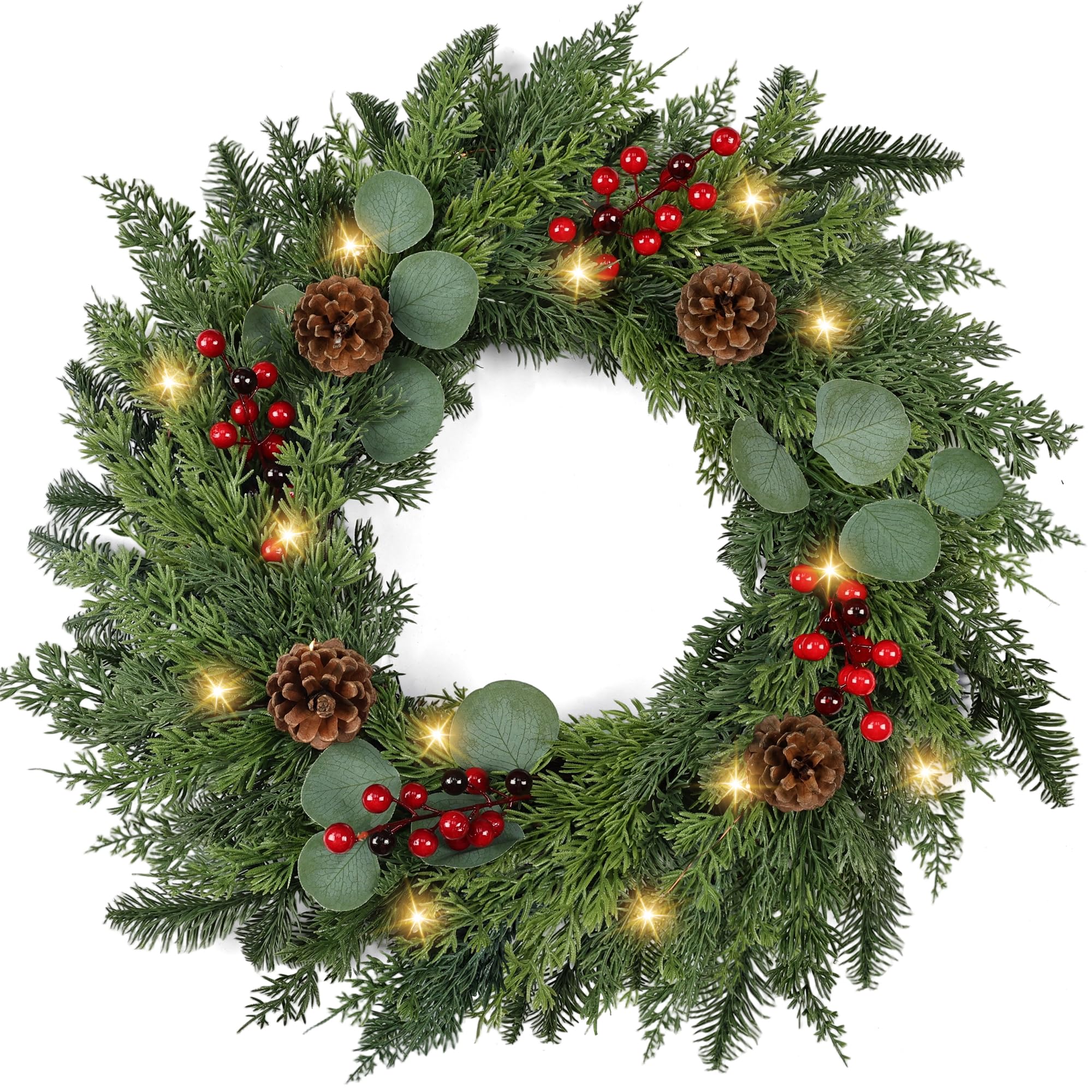 【sold】Christmas wreath ◯28センチくらい Amazon.com: Christmas Wreath with Lights 24 Inch Real Touch Pine