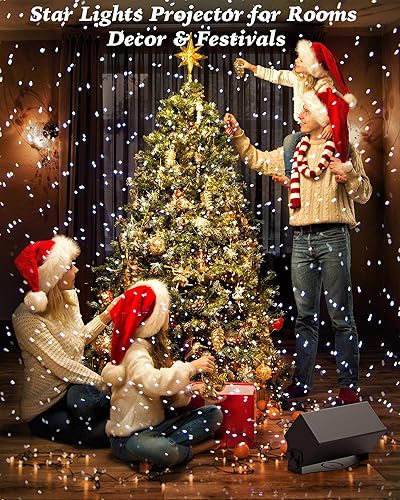 Miniatura 6 de AIRIVO - Proyector de luces de estrella para exteriores, proyector de luces láser blancas de hadas, proyector de copo de nieve de Navidad, 3 modos