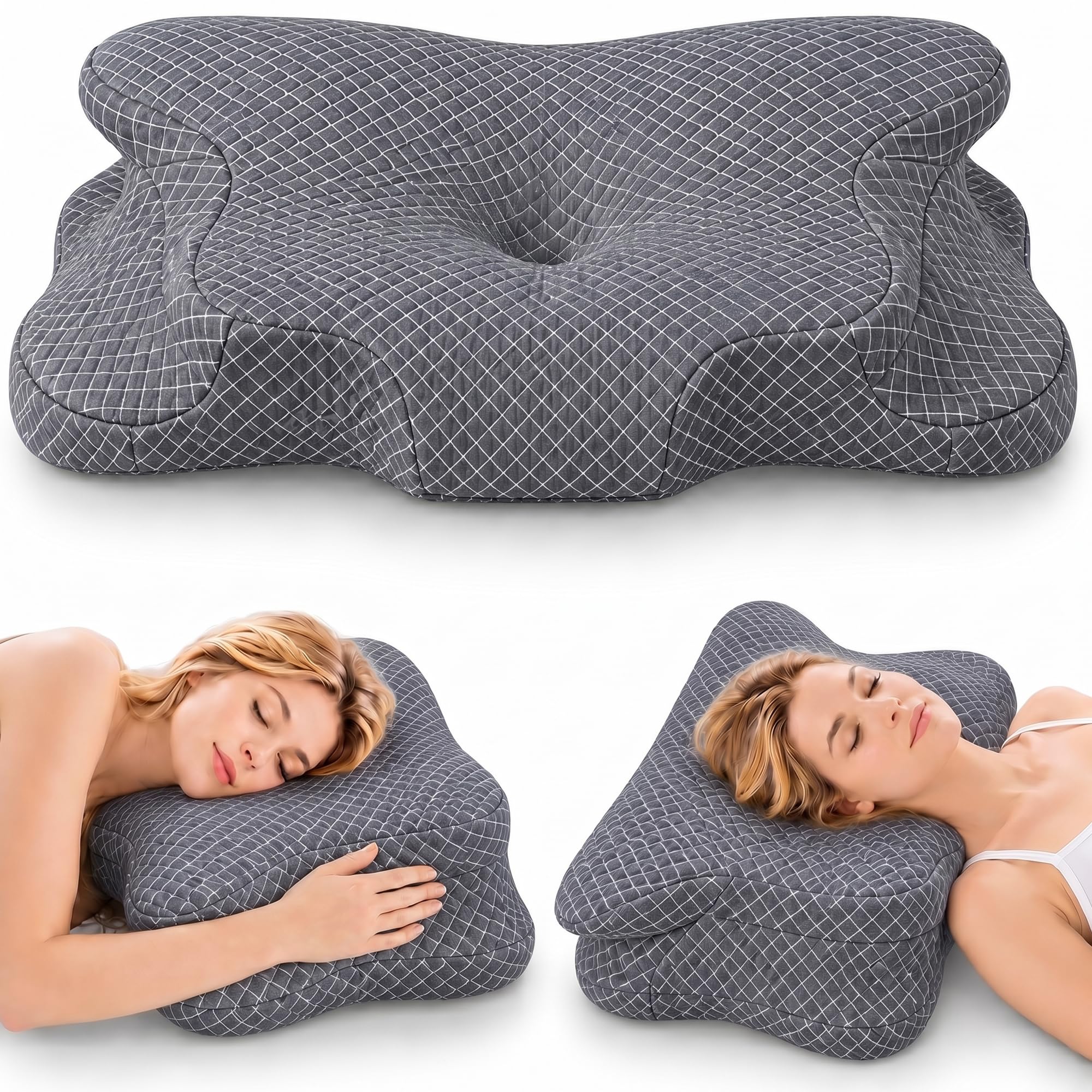 Flowen Nackenkissen Memory Foam | Ergonomisches Kopfkissen & Kissen bei Nackenschmerzen | Nackenstützkissen Schlafkissen für Seitenschläfer, Rückenschläfer & Bauchschläfer | Anti-Schnarch | waschbar