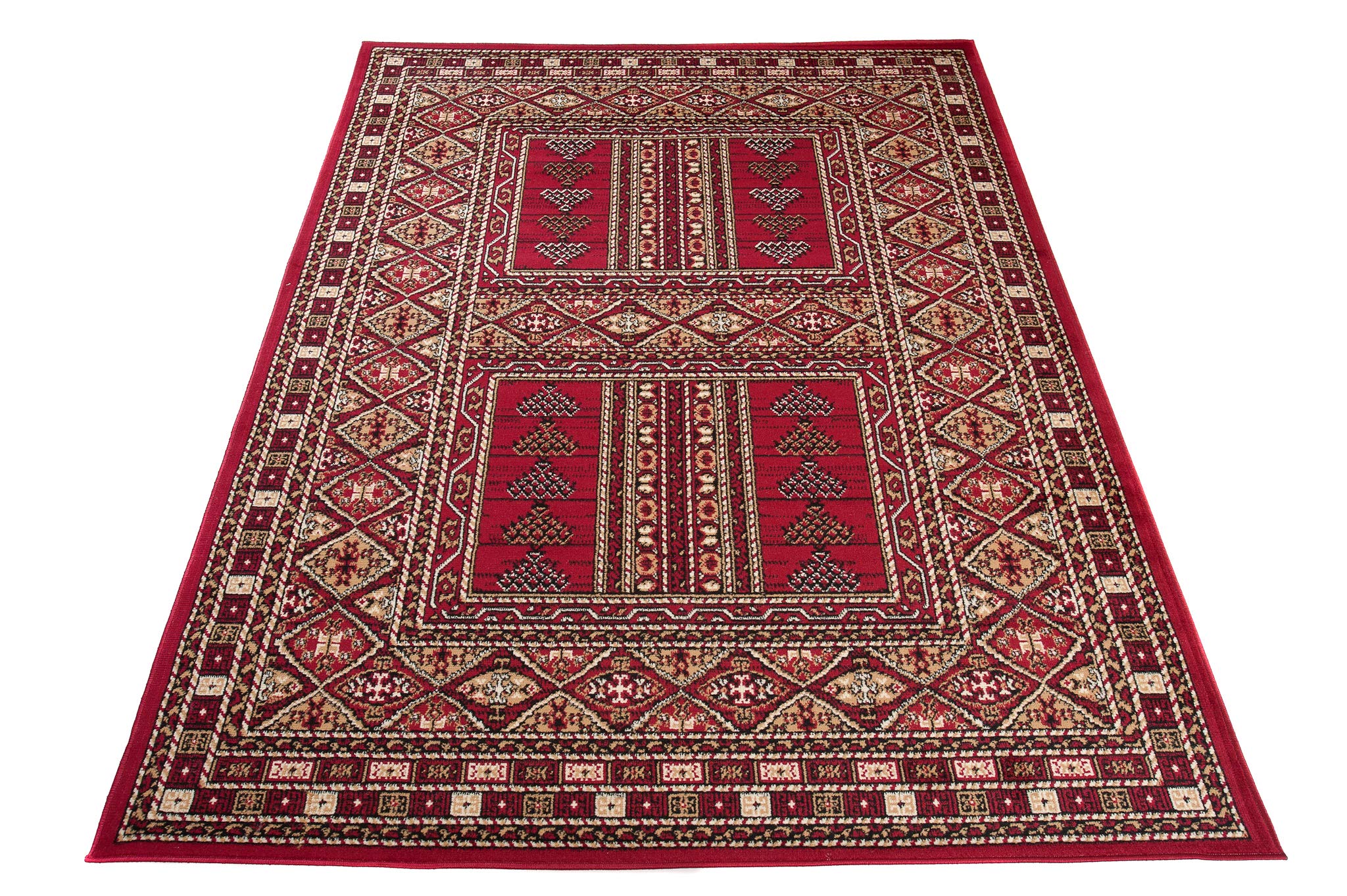 Carpeto Rugs Tappeto Orientale Salotto a Pelo Corto Rosso Bordeaux Bordò 140 x 200 cm Classico Persian Design