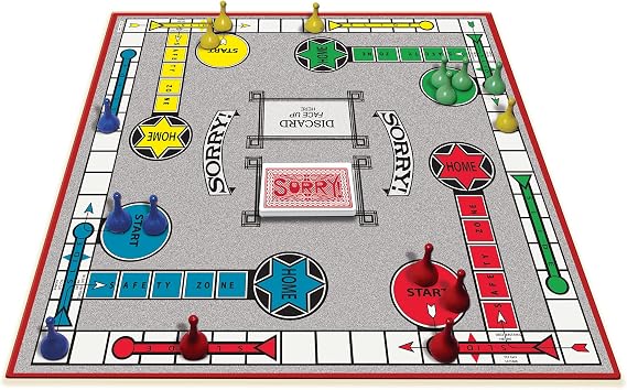 Classic Sorry with Retro Artwork and Components by Winning Moves Games USA, a Family Favorite for Almost 100 Years, for 1-4 Players, Ages 6+