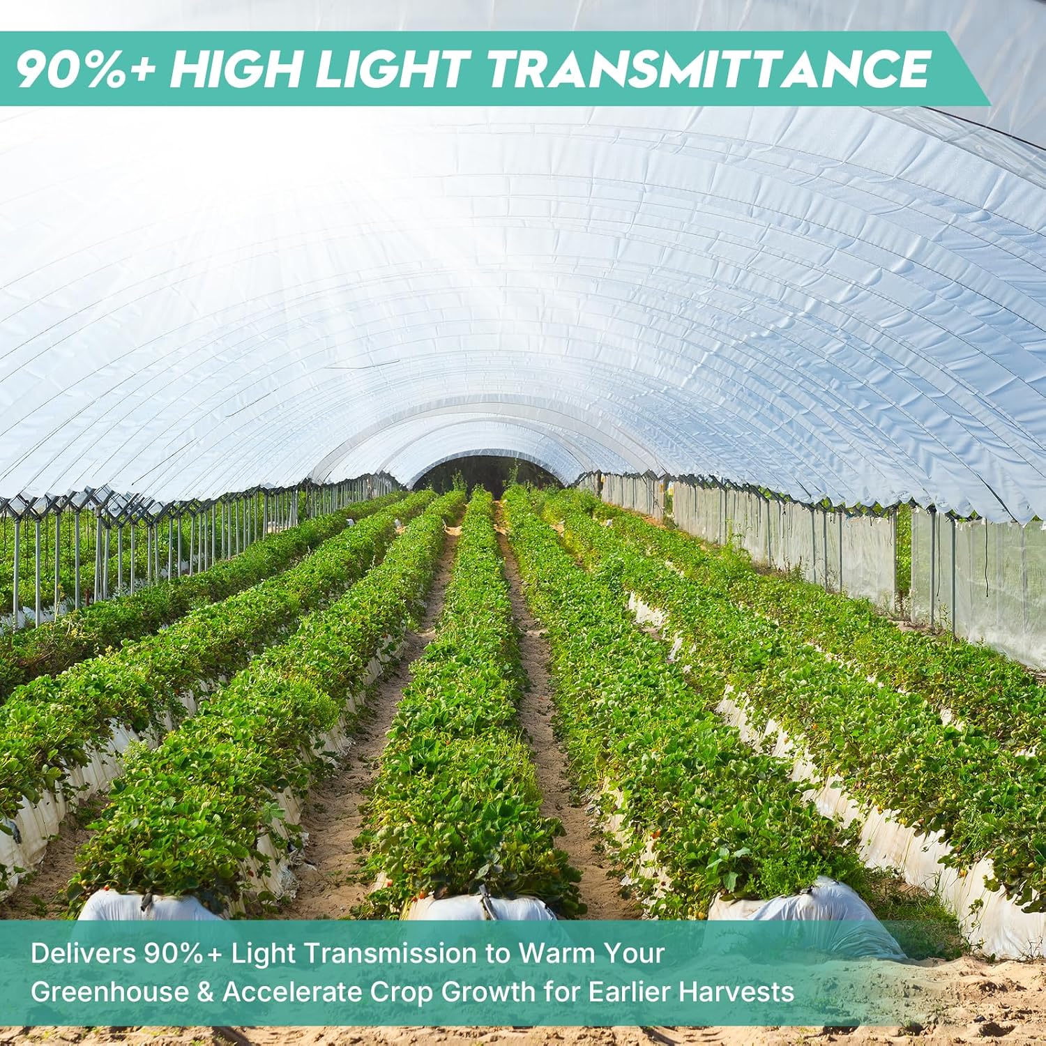 24 x 25 FT Greenhouse Plastic, 6 Mil UV Resistant Plastic Sheeting, Clear Tarps Heavy Duty Waterproof, Polyethylene Green House Plastic Covering for Garden, Farms, Agriculture