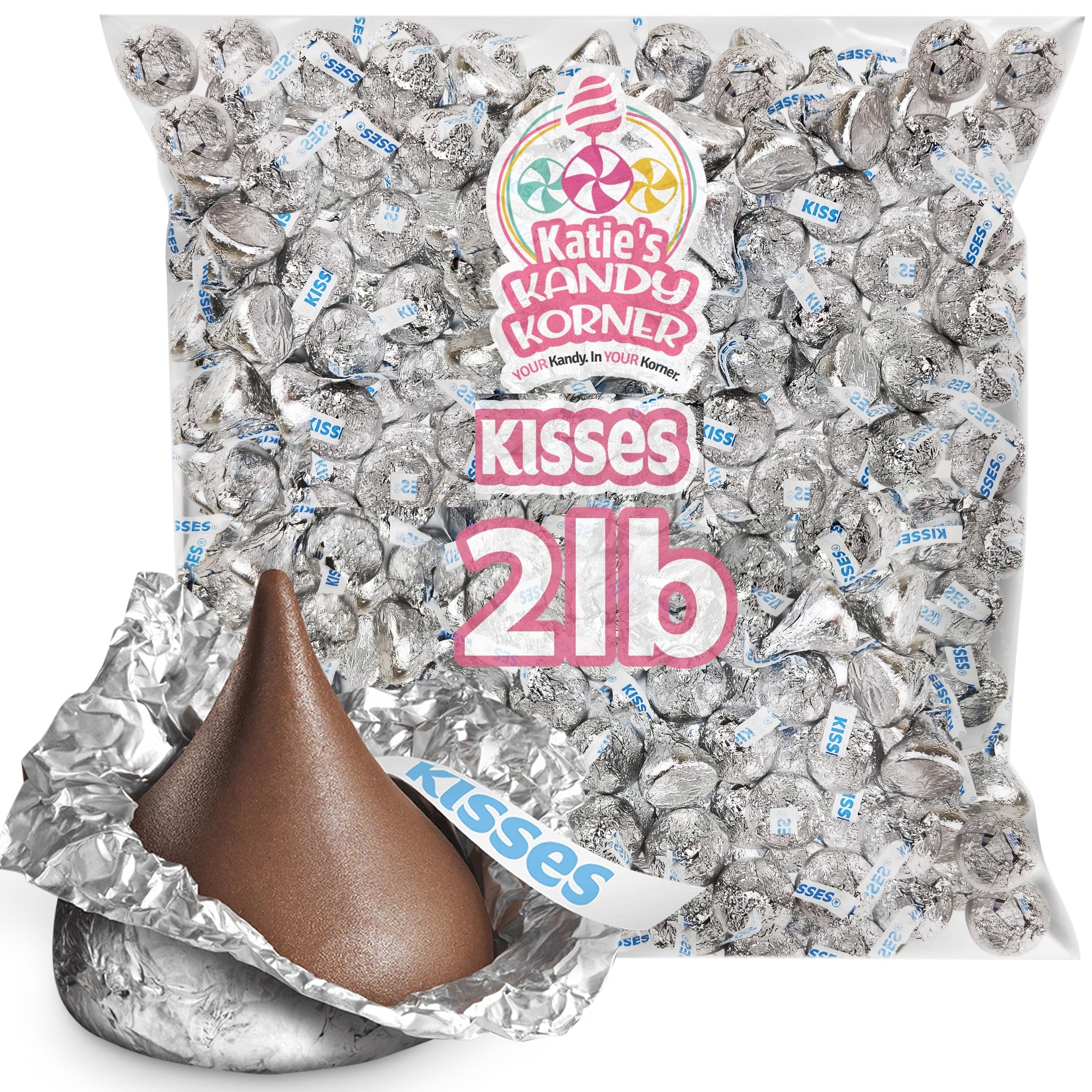 Hersheys Kisses Individually Wrapped Milk Chocolate Bite-Size Delicious Bulk Candy Treats for Halloween, Birthdays, Christmas, Easter - 2 Lb