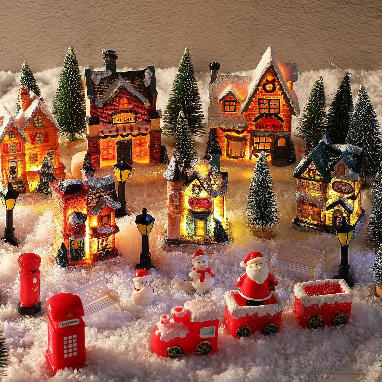 Zubebe 36 Pcs Christmas Village Sets Christmas Village