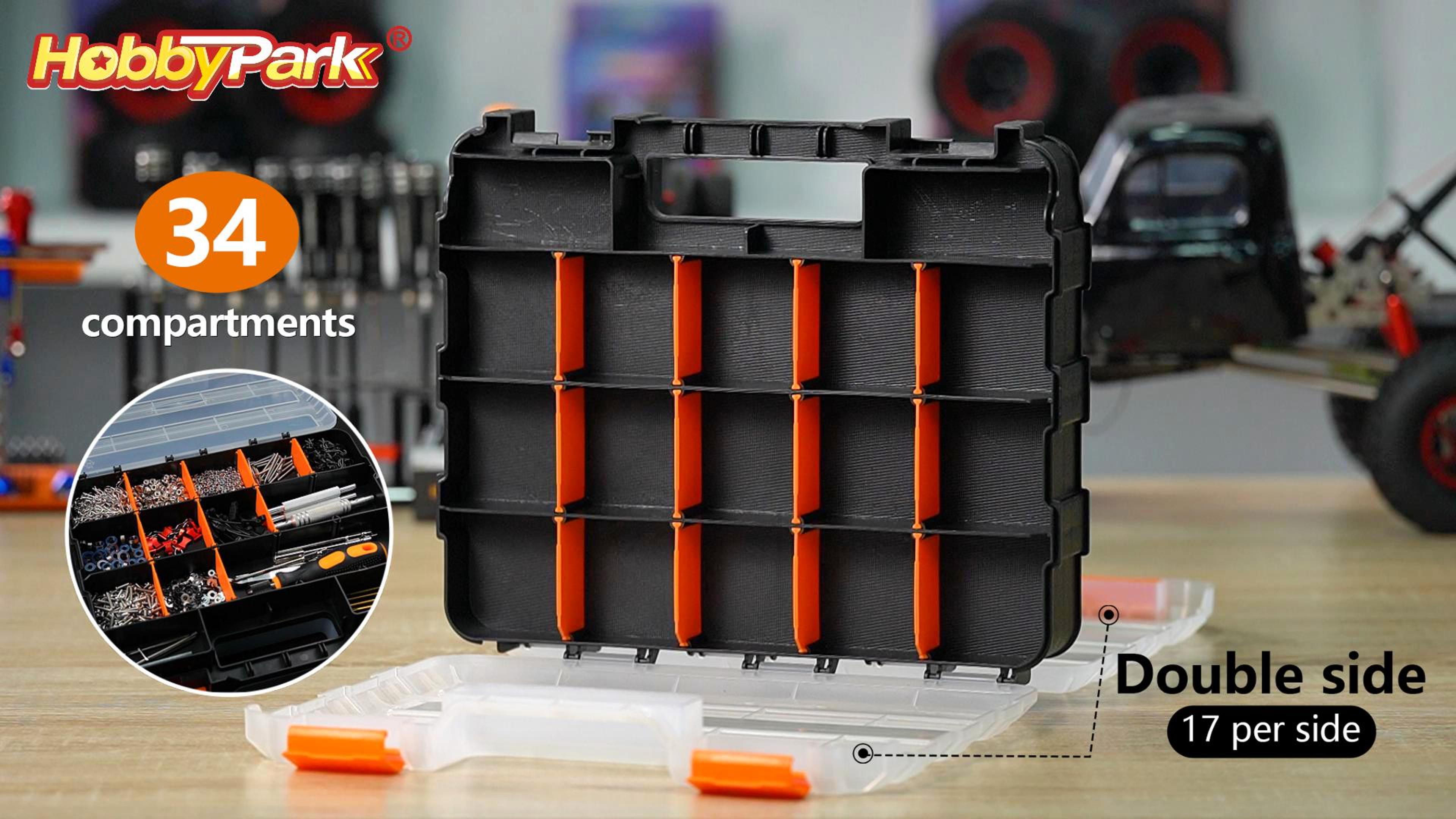 HobbyPark RC Hardware Organizer Box Adjustable Compartments