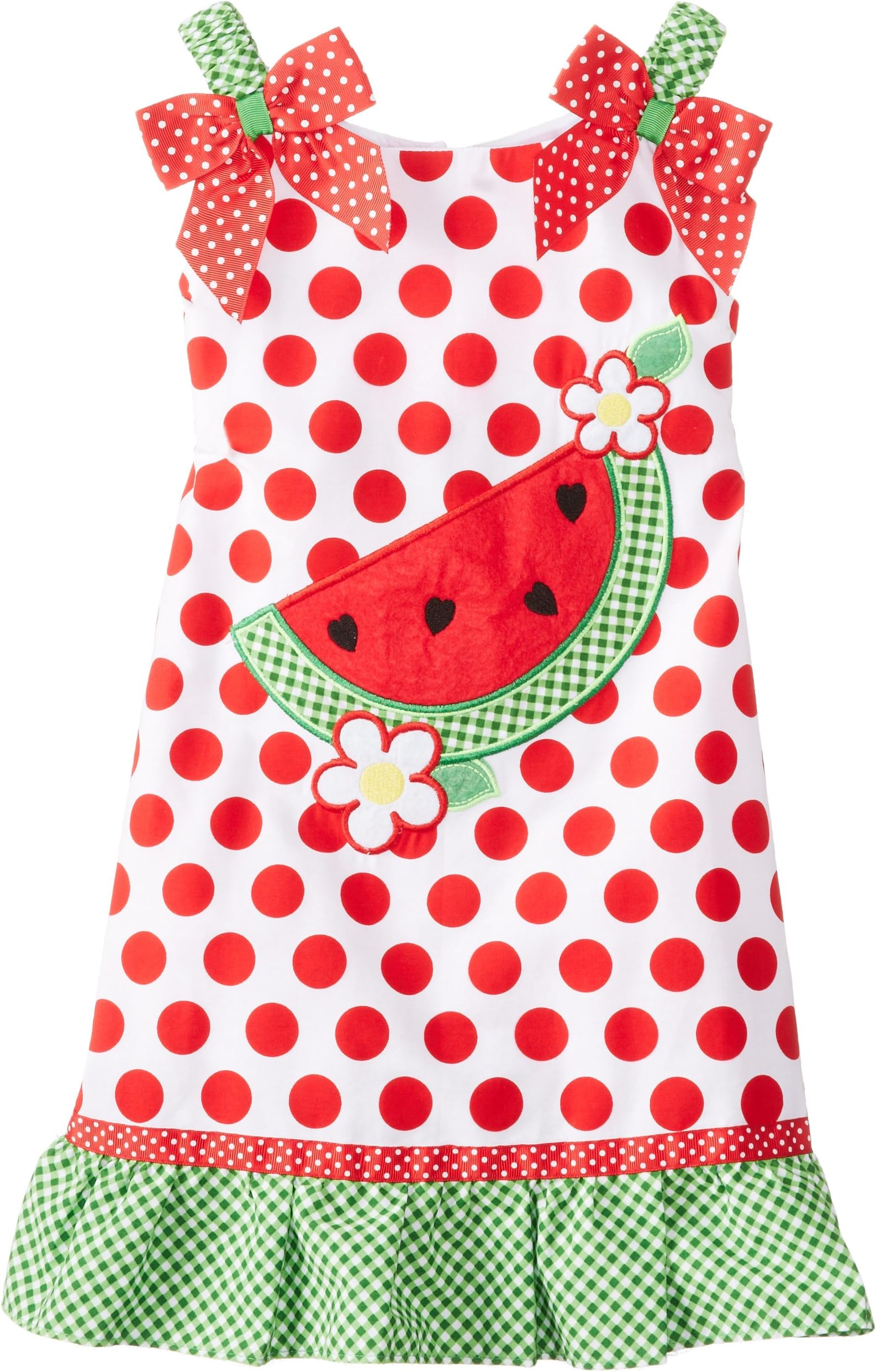 Sweet Heart Rose Little Girls' Watermelon Applique Mixed Print Dress