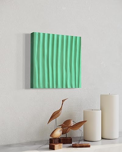 Miniatura 5 de Green Highlight Shades Stripes, 3D Plaster Relief Wall Sculpture Tiles, Acrylic, MDF Wood, Mixed Media,Abstract, Modern Design, Mix and Match (olive)