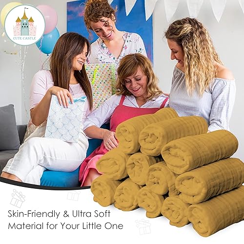 Vista 146 de Cute Castle Paquete de 12 paños de muselina para bebé, 100% algodón, ultra absorbentes, grandes, 20 x 10 pulgadas, trapos súper absorbentes