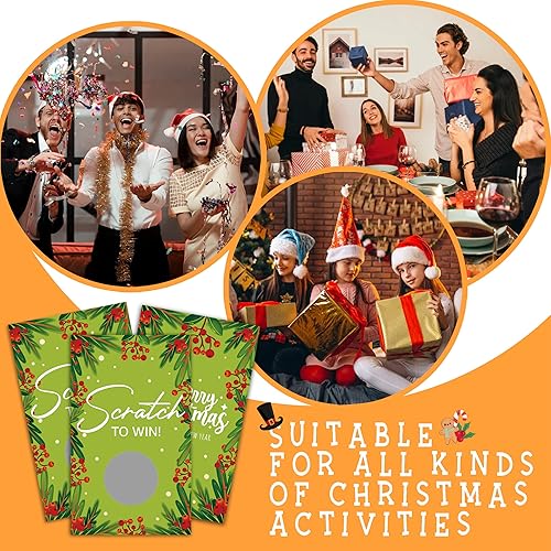 Miniatura 5 de Paquete de 50 divertidas tarjetas de juego de raspar de Navidad, juegos de rascar, suministros de fiesta de Navidad, para grupos, niños, adultos,