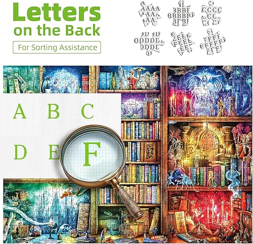 Miniatura 3 de Rompecabezas de libros de fantasía para adultos, 1000 piezas, rompecabezas de biblioteca mágica del país de las maravillas para adultos,