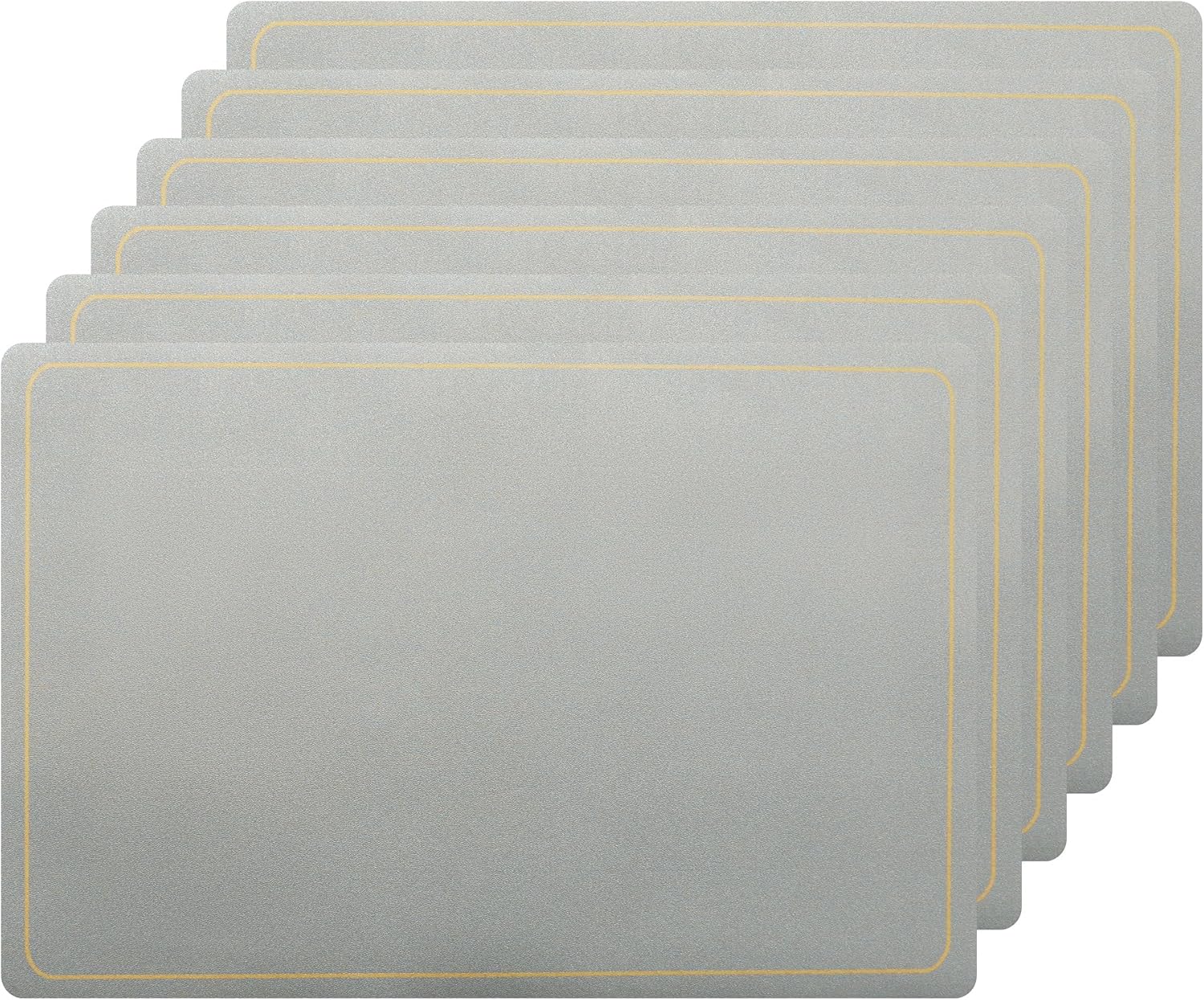 uxcell Set of 6 Faux Leather Placemats, Placemat for Kitchen Dining Table Decor, Washable Table Placemats Wipeable Table Mat 18x12 Inch Silver