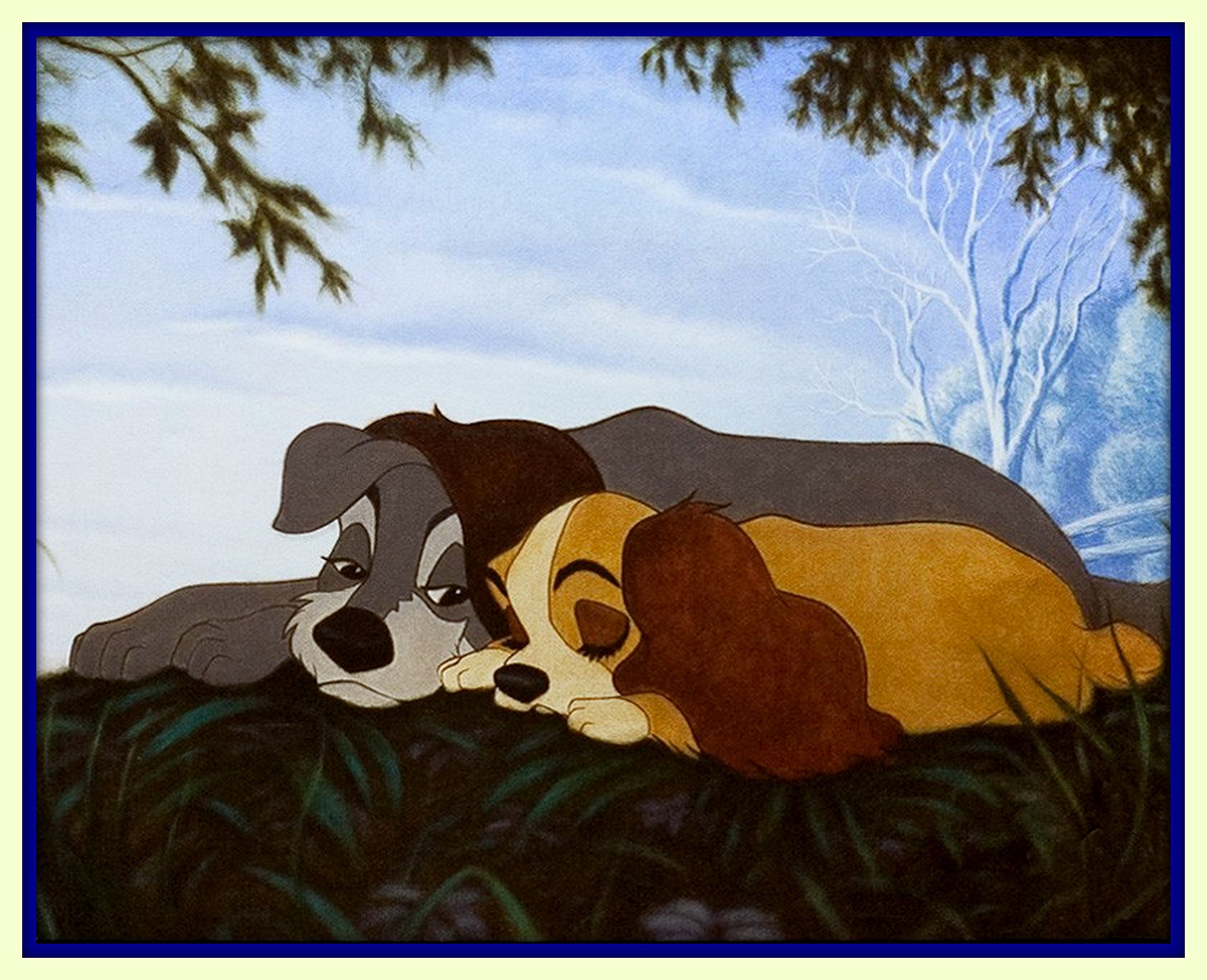 Valentines Day Gift Happy Couple Walt Disney Lady and the Tramp in Love 11x14 Double Matted Romantic Fine Art Print 8x10 Premium Giclee Print Walt Disney Collection