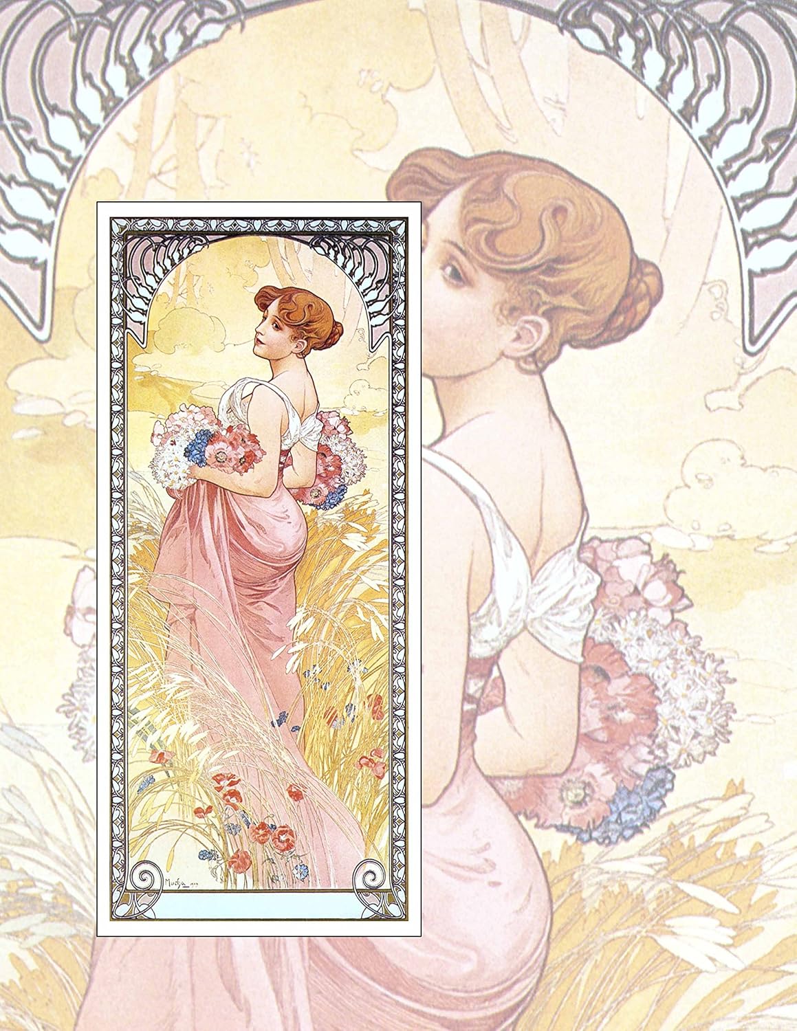 ArtDash Brand Premium Art Nouveau Reproductions: The Four Seasons ~ Set of 4 Easy-to-Frame 8"×10" Prints (AN086) by Alphonse Mucha