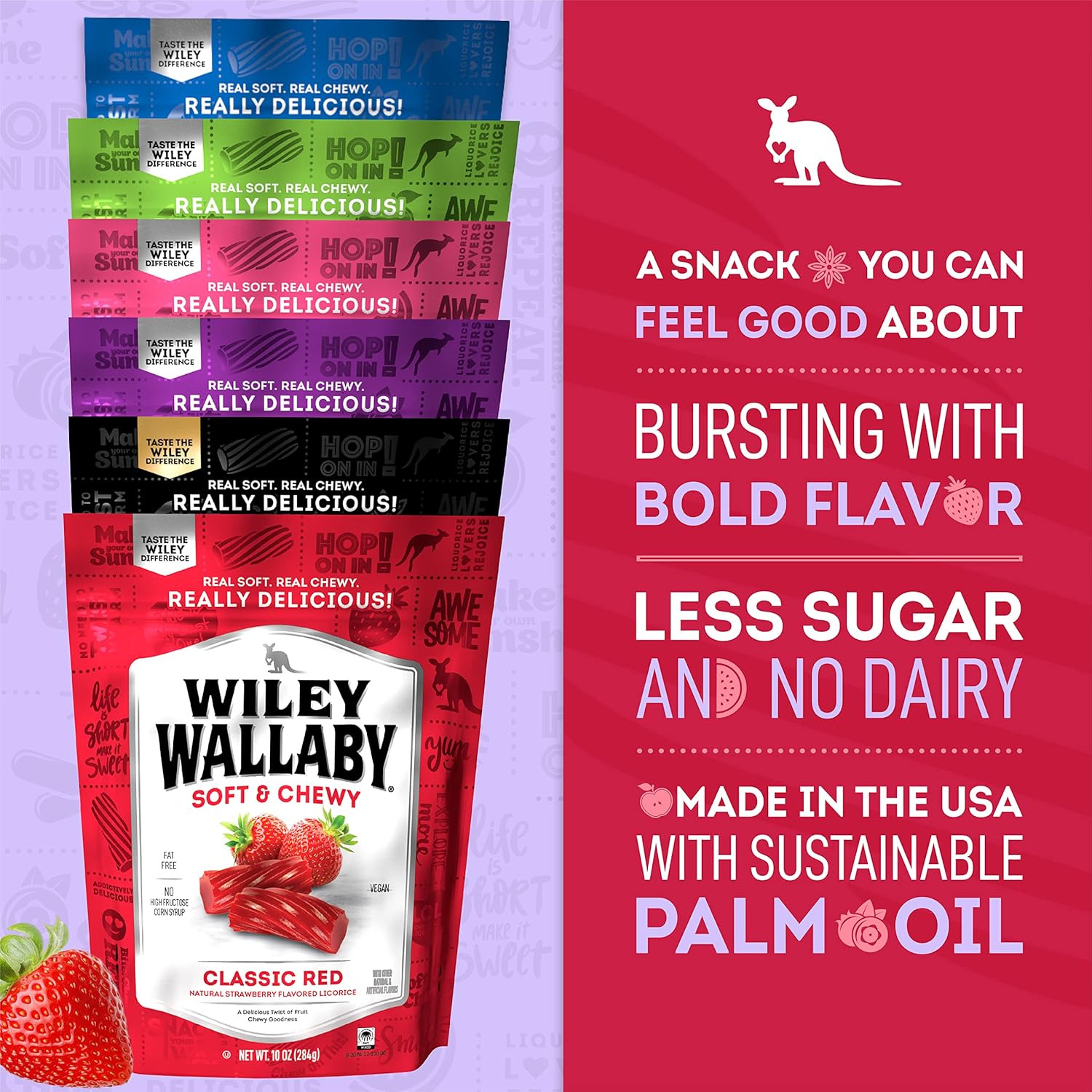 Wiley Wallaby Licorice 10 Ounce Classic Gourmet Australian Style Soft & Chewy Licorice Candy Variety Pack Twists, 6 Pack