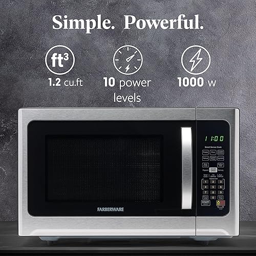 Vista 30 de Farberware Horno microondas de encimera de 1.1 pies cúbicos – 1000 vatios de potencia, ajustes de cocción automática, descongelación, fácil limpieza