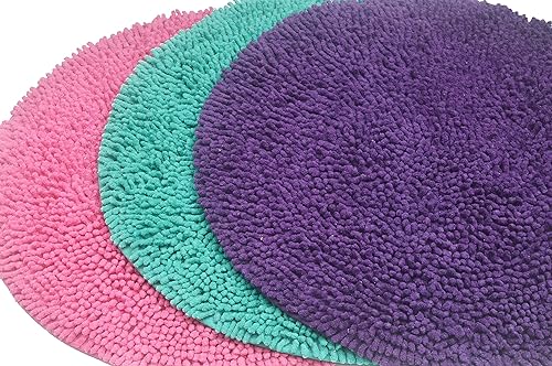 Miniatura 8 de Chardin home Hot Pink Round Bath Mat  2 feet Boho Bathroom Rug  Also Perfect for Kids Rooms, Nurseries, Bedside, dorms, Half Baths and Powder Rooms