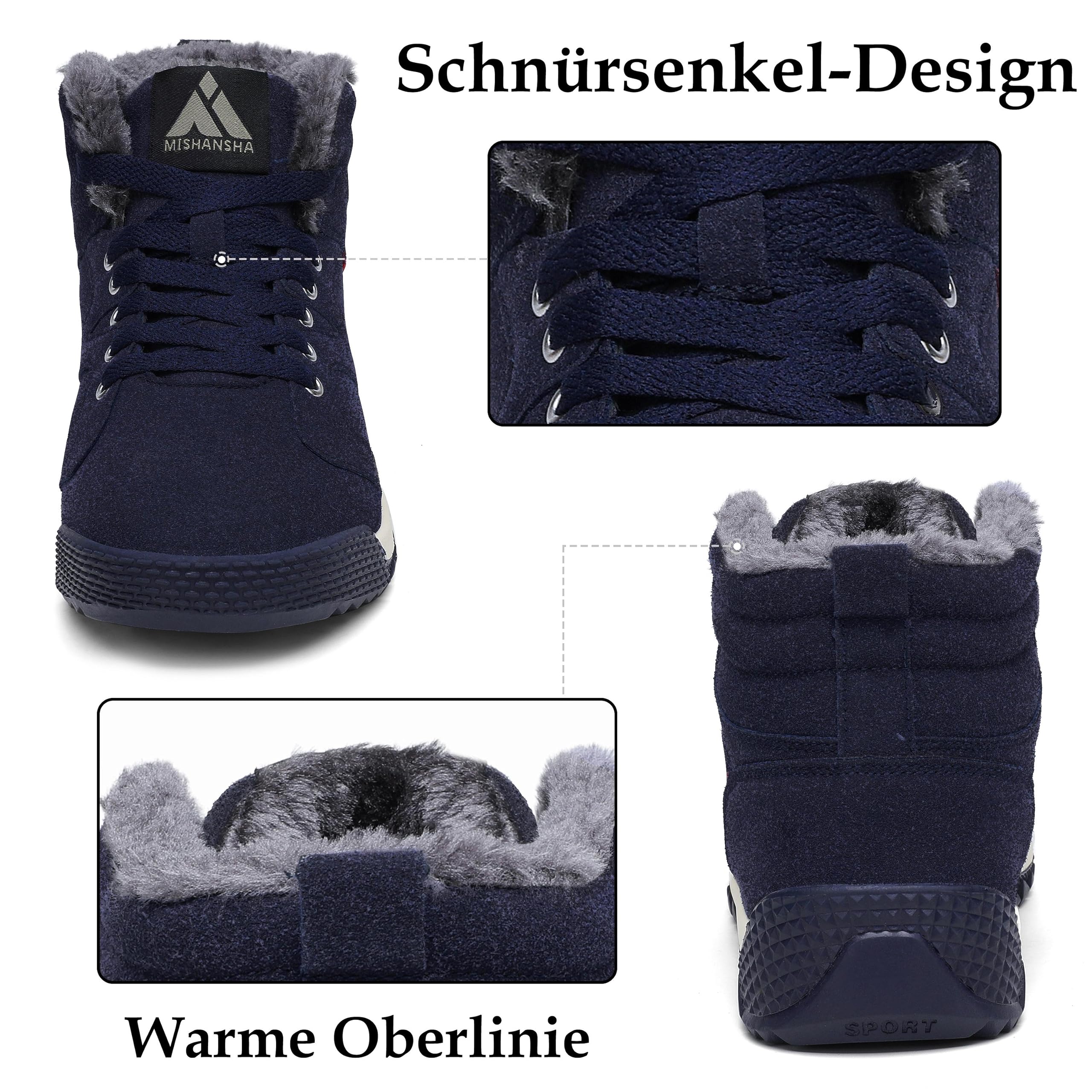 Mishansha Stivali da Invernali per Uomo Donna Caldi Antiscivolo Scarpe da Neve Taglia 36-48 EU