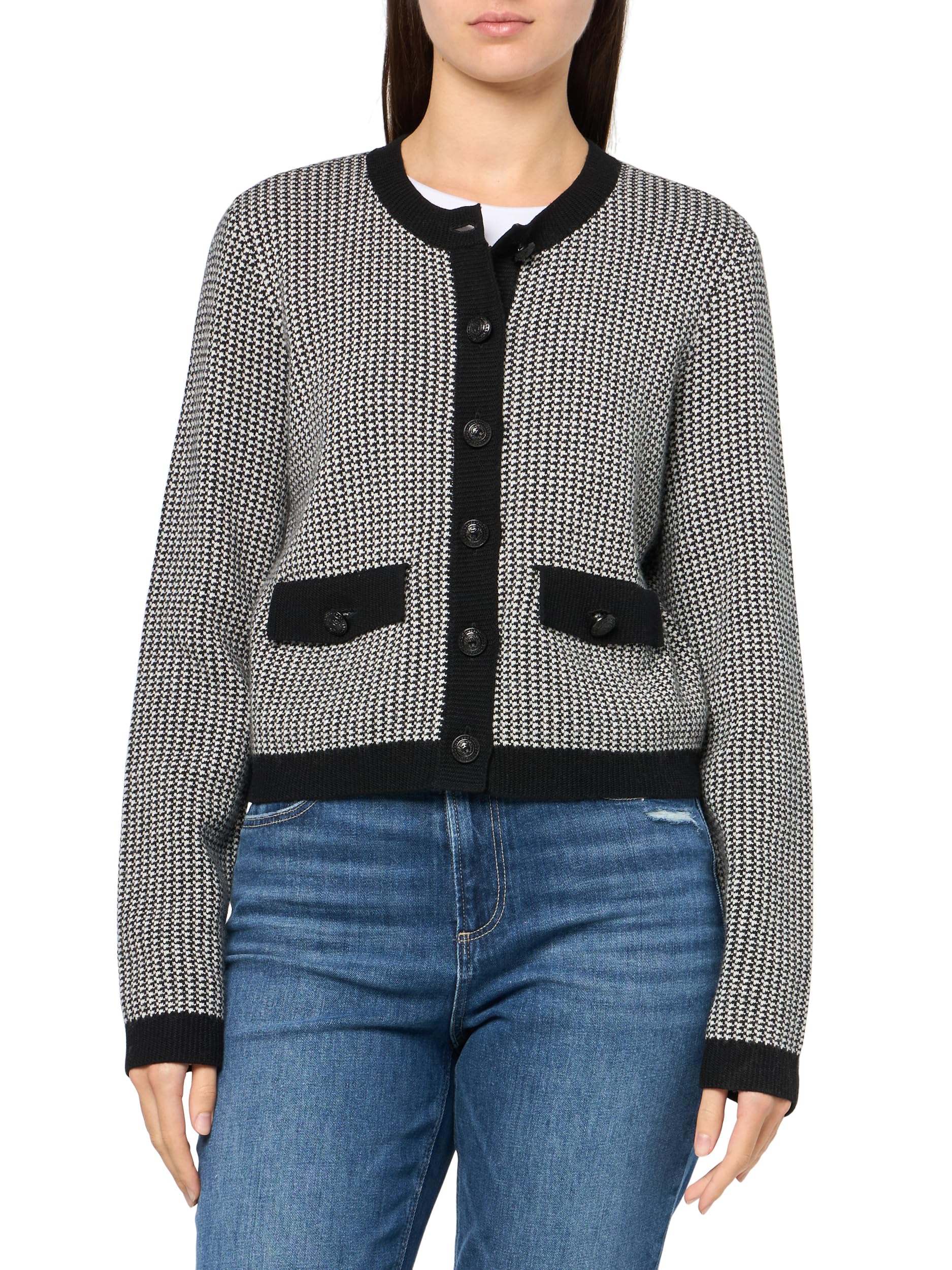 Veste pull pied de poule chic pour le bureau et les sorties citadines