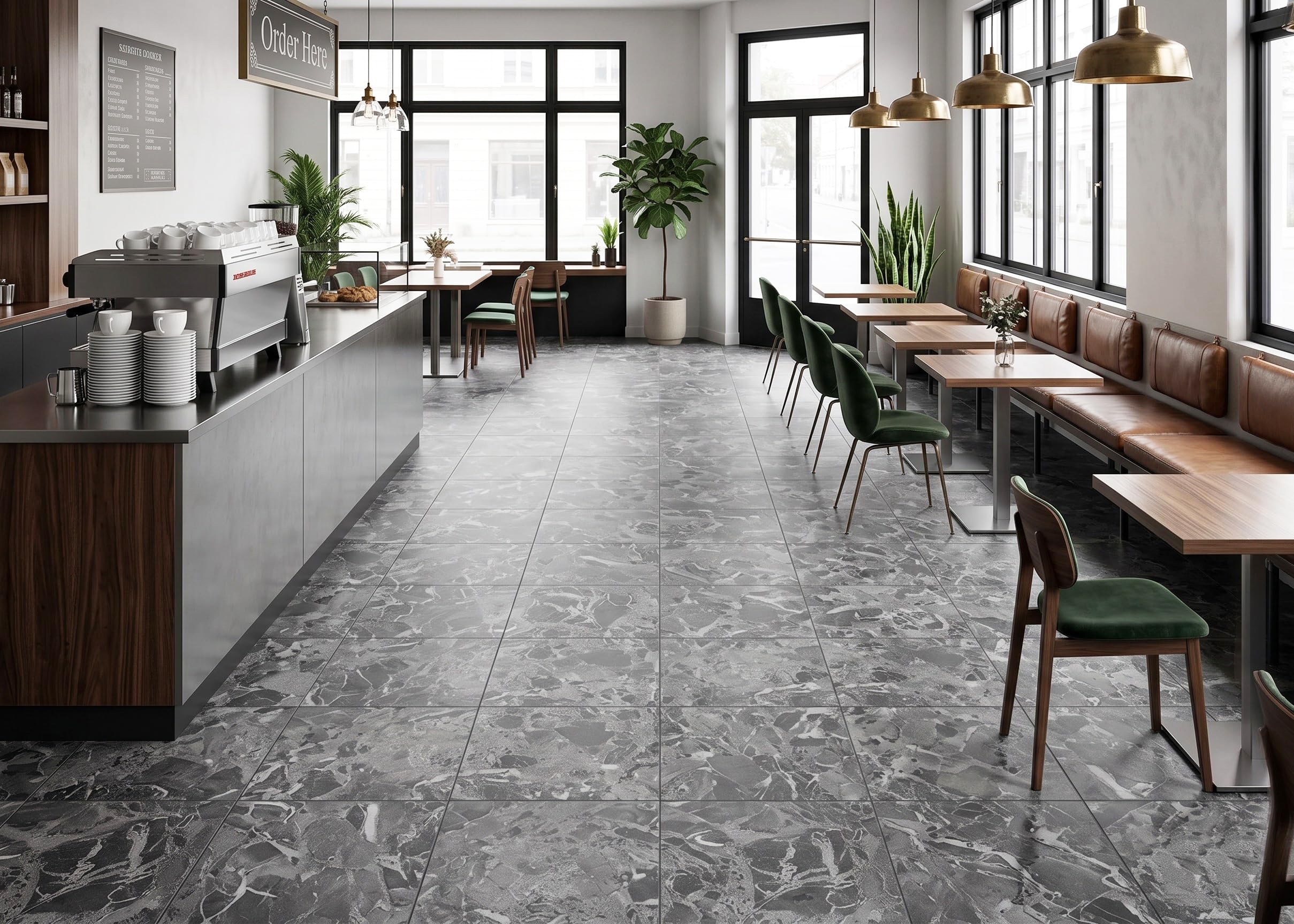 ROSEROSA Azulejos de vinilo de núcleo rígido con patrón de mármol, 40 cm x 40 cm, 2 mm de grosor, impermeables, autoadhesivos, duraderos, LVT-ECK-303