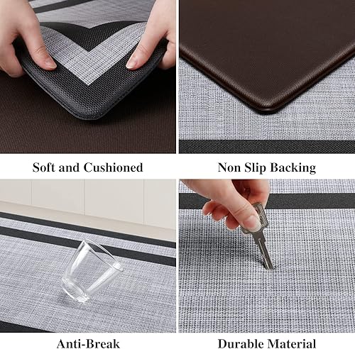 Miniatura 37 de Mattitude - 2 tapetes acolchados antifatiga, antideslizantes, impermeables, ergonómicos para estar de pie cómodamente en la cocina, suelo, oficina