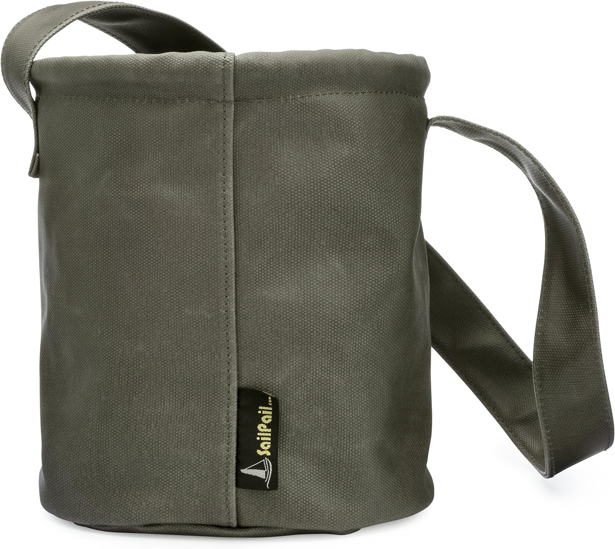 Best Canvas Collapsible Bucket and Compact Portable Folding Water Scoop - Lightweight & Durable for Boating, Camping, Fishing, Marine, Hunting, Outdoors - 1.25 Gallon Capacity Small