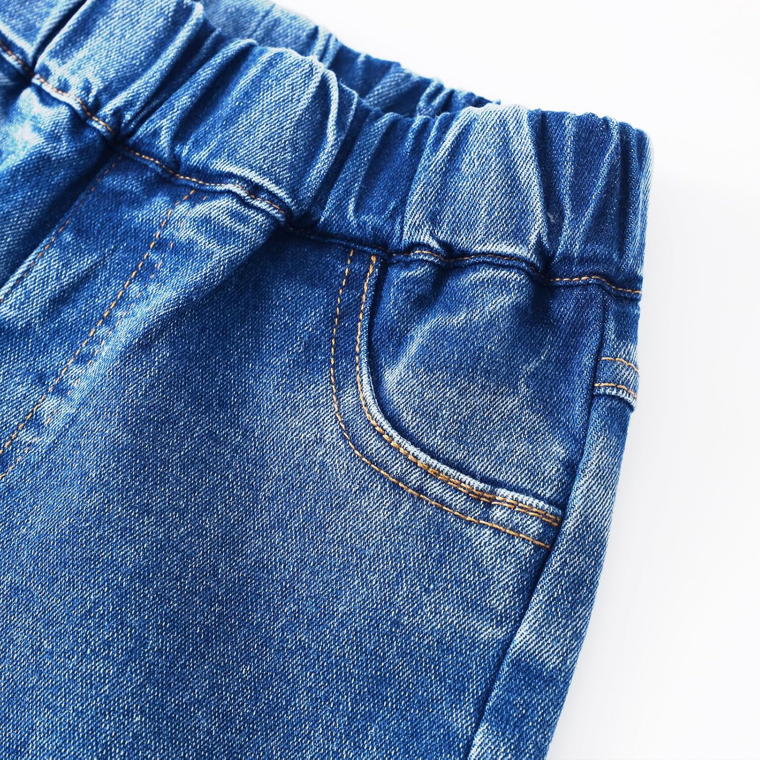 Little Girls Stretch Waist Jeans | Toddler Straight Leg Denim Pants with Strawberry Embroidery Comfortable Playwear - Image 6