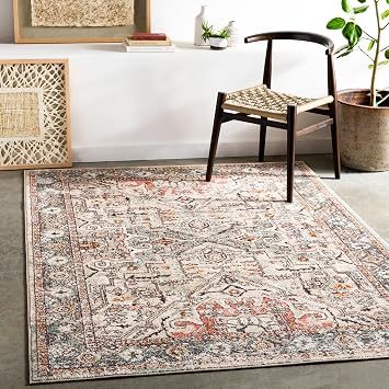 Livabliss Dia Khasab Vintage Rug, Living Room   140x200 cm, Rust & Charcoal