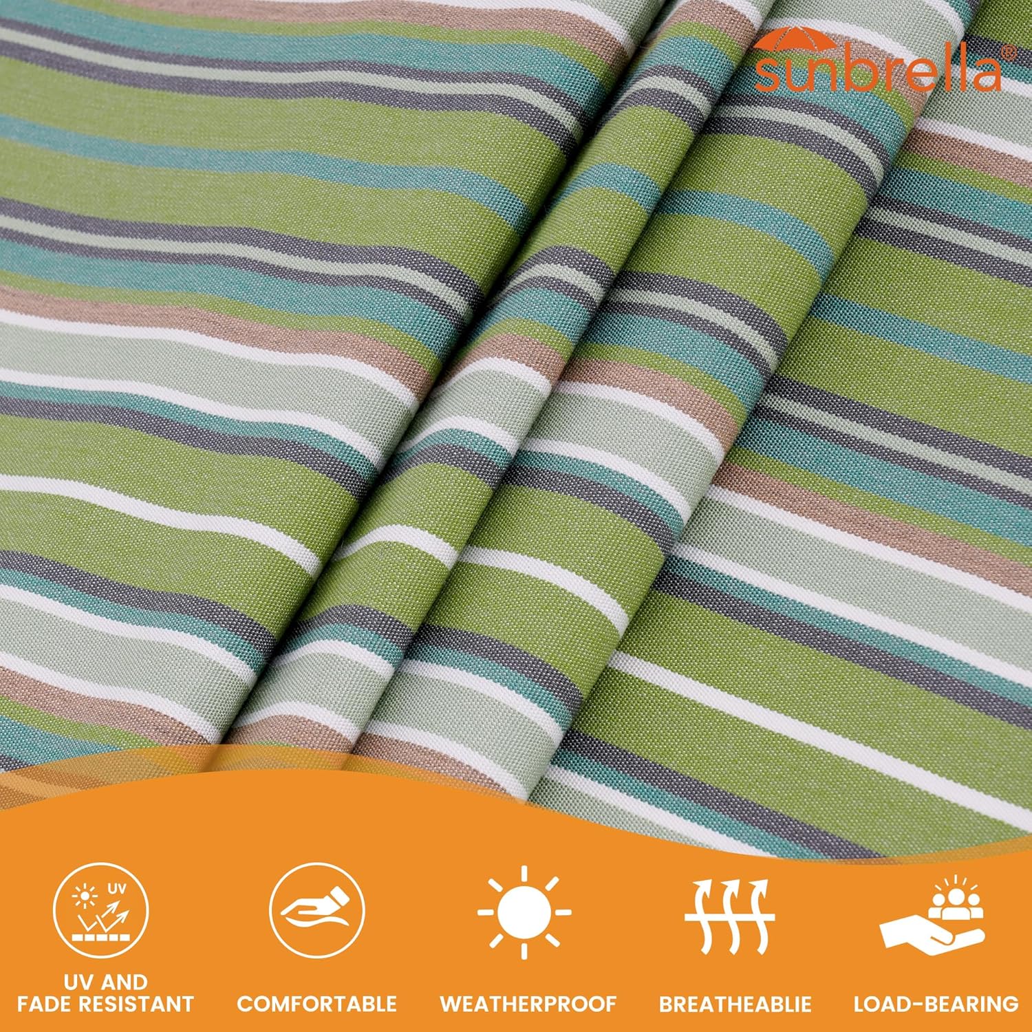 Lazy Daze Hammocks 12 FT Sunbrella Fabric Hammock not Fading with Spreader Bars and Free Pillow Fits for 2 Persons, All Weather and Fade Resistant, 450 lbs Capacity, Foster Surfside with RAIN Finish