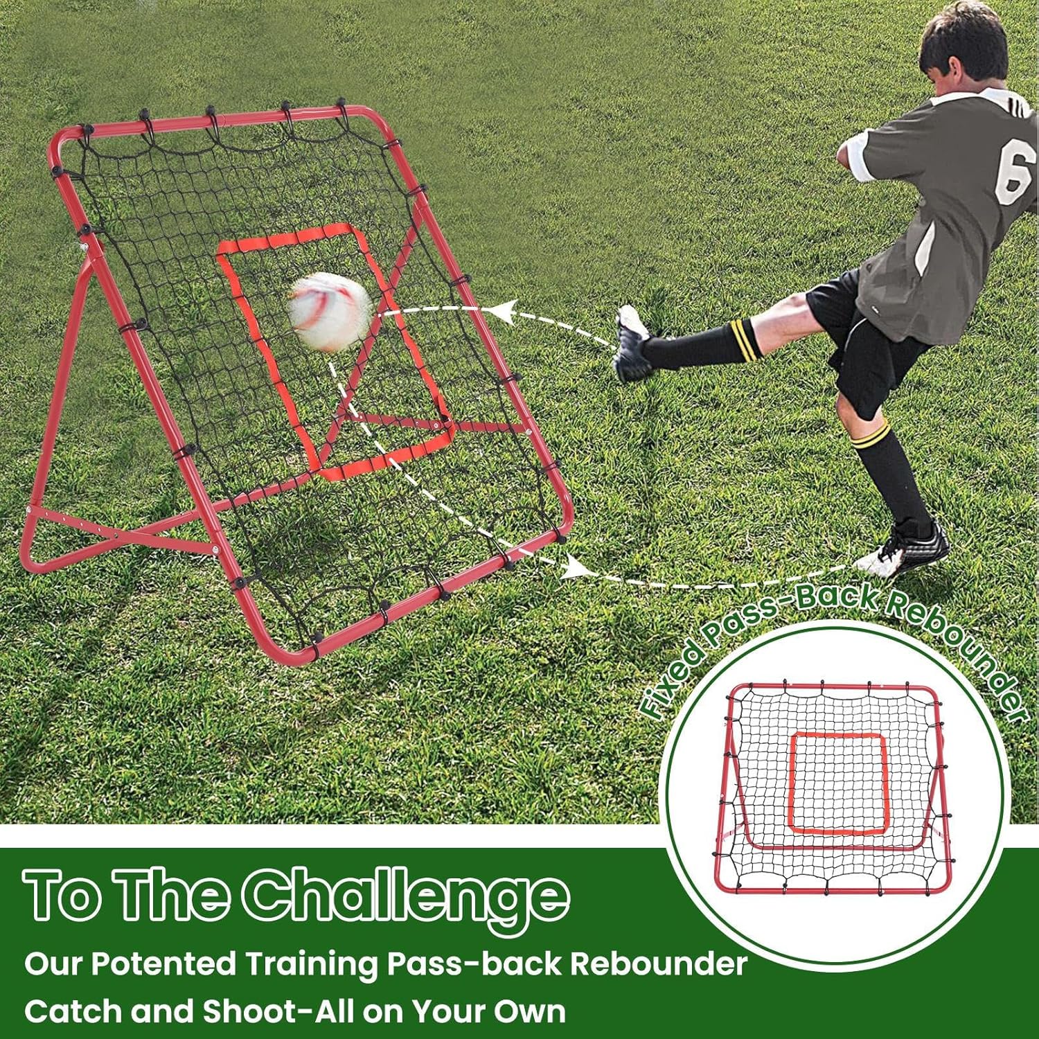 3.3x3.3FT Volleyball Rebounder Net, Foldable Football Soccer Pitchback, 3x5 Quick-Angle Adjustments & Precision Target Ribbon, Easy Setup for Baseball Softball & Multi-Sport Drills