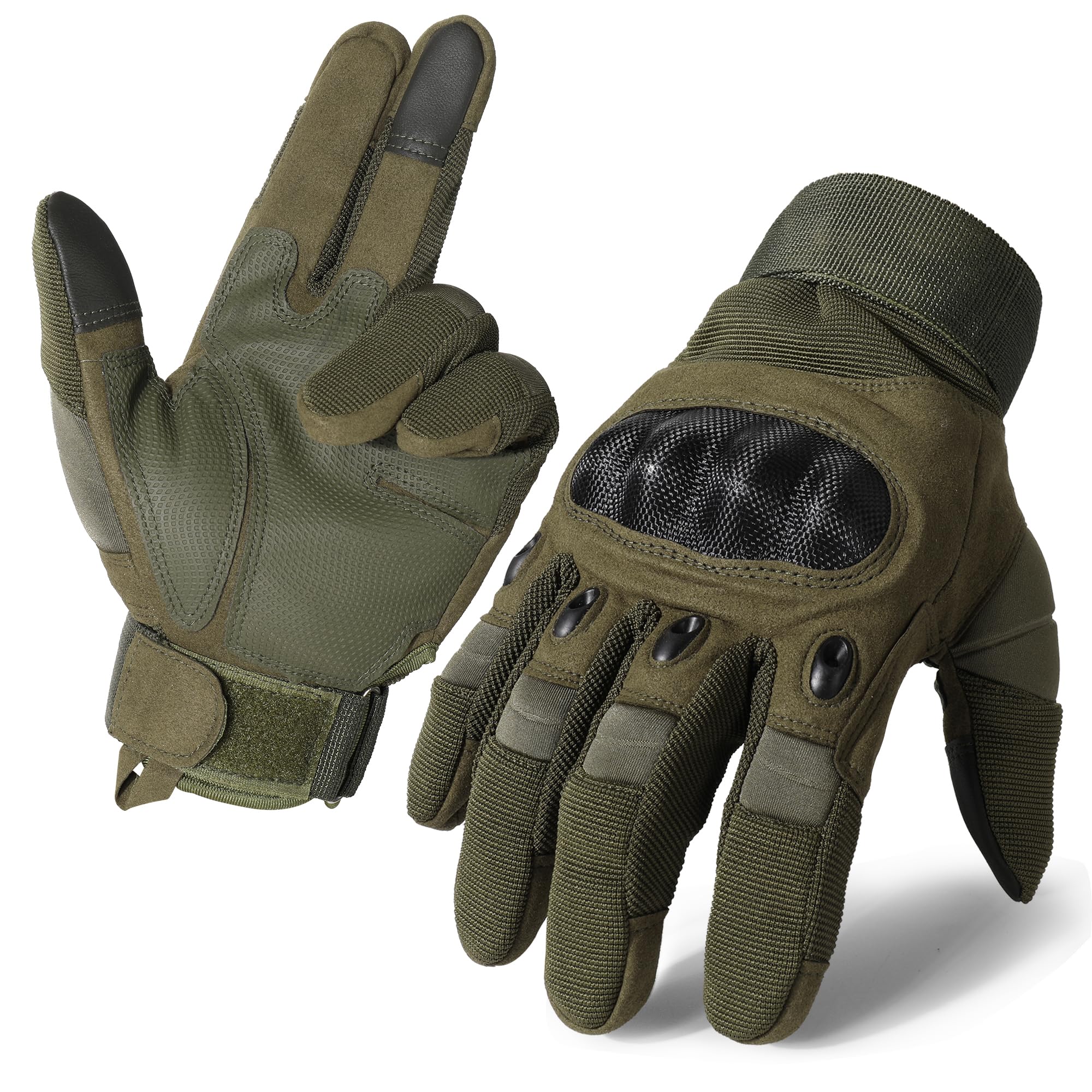 Motorcycle Tactical Gloves for Men - Touchscreen Hard Shell Palm Padding for Airsoft Paintball Hunting Hiking Camping Climbing