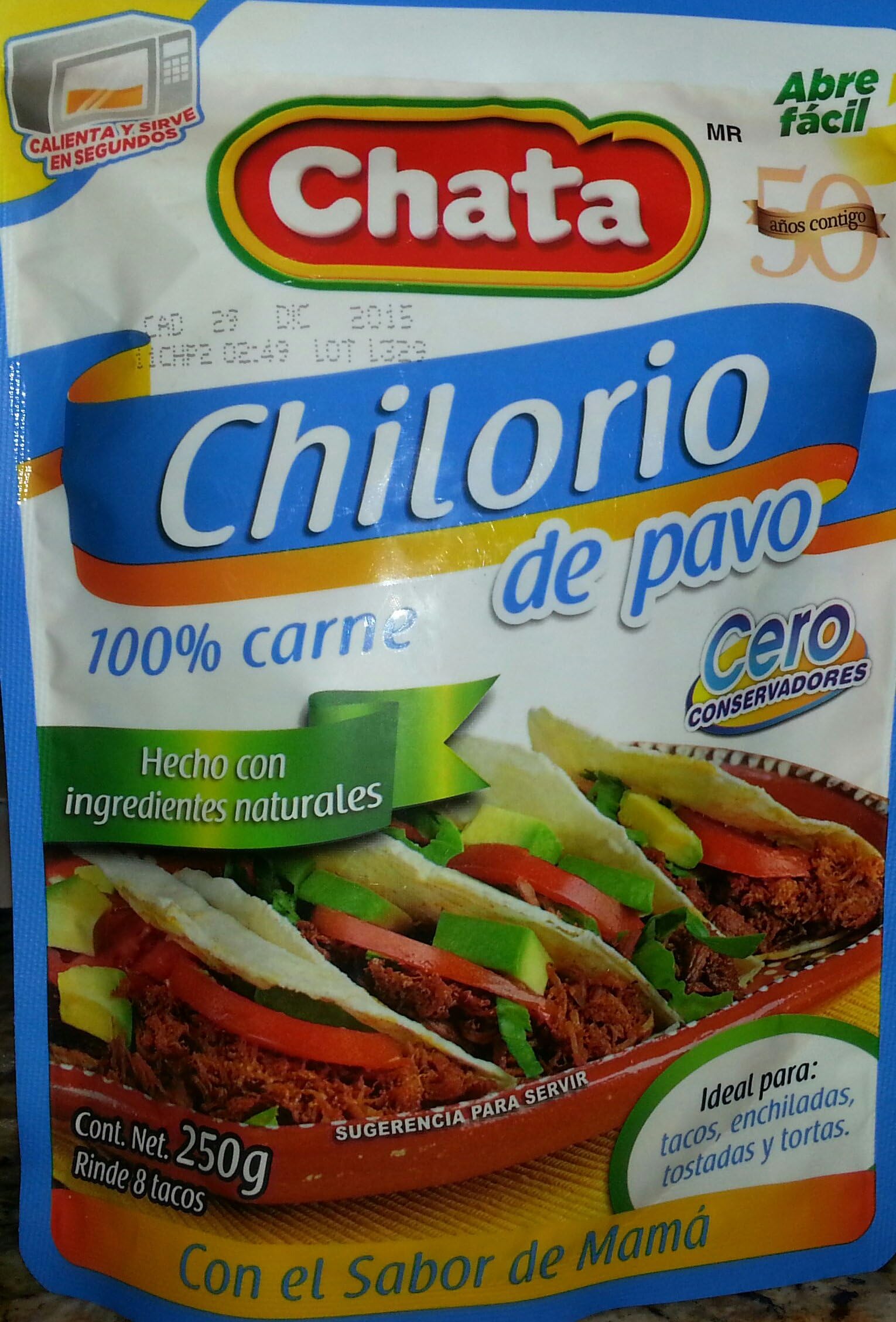 ChataSeasoned Shredded Meat 8.8oz Pouch (Pack of 3) (Select Flavor Below) (Chilorio de Pavo)