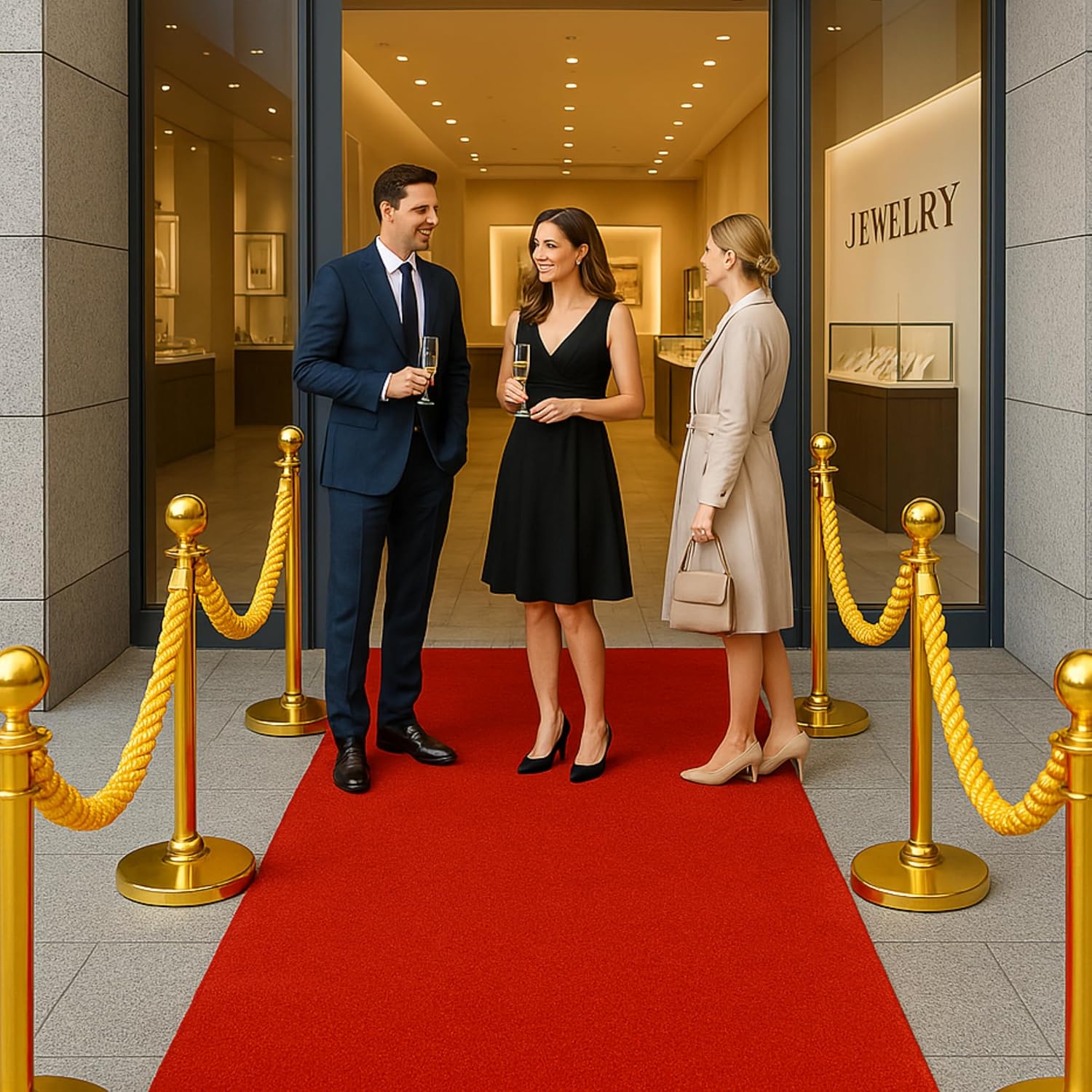 6PCS Gold Braided Rope - 5FT Elegant Rope for Stanchion Barrier VIP Events Crowd Control Safety Divider for Red Carpet Weddings Parties and Special Occasions Durable and Stylish Design