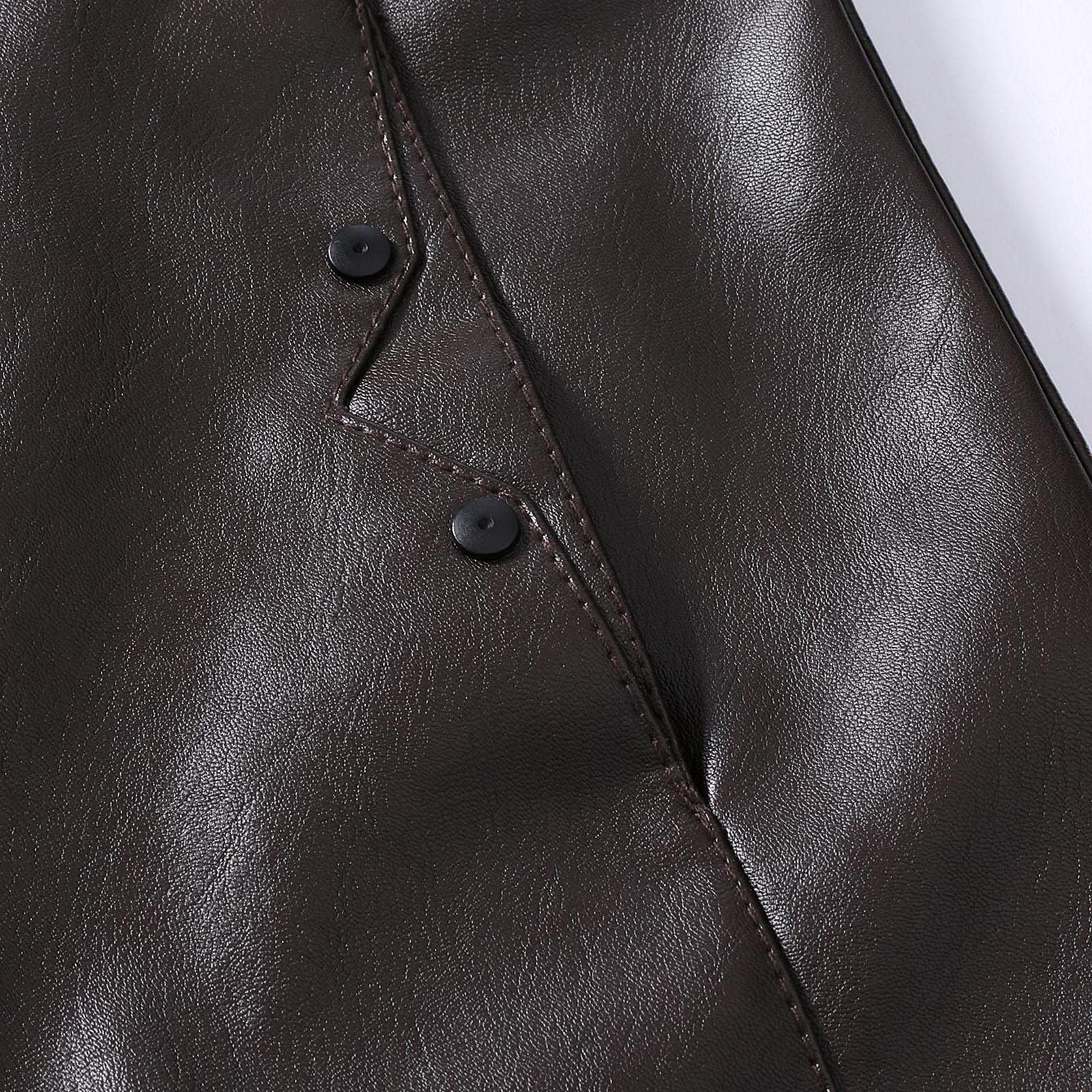 Blazer Giacca da uomo con colletto alto e maniche lunghe monopetto tuta autunno inverno abito da lavoro formale vita ritirata tunica camicetta per uomo M 5XL, Caffè in pelle, M