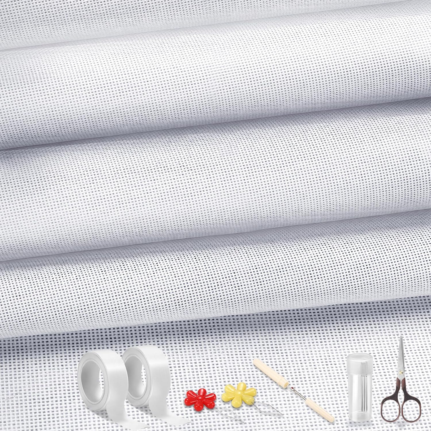 12x18 Inch Needlepoint Canvas (2-Pack, 14-Mesh) - White Blank Fabric for Embroidery & Needlework