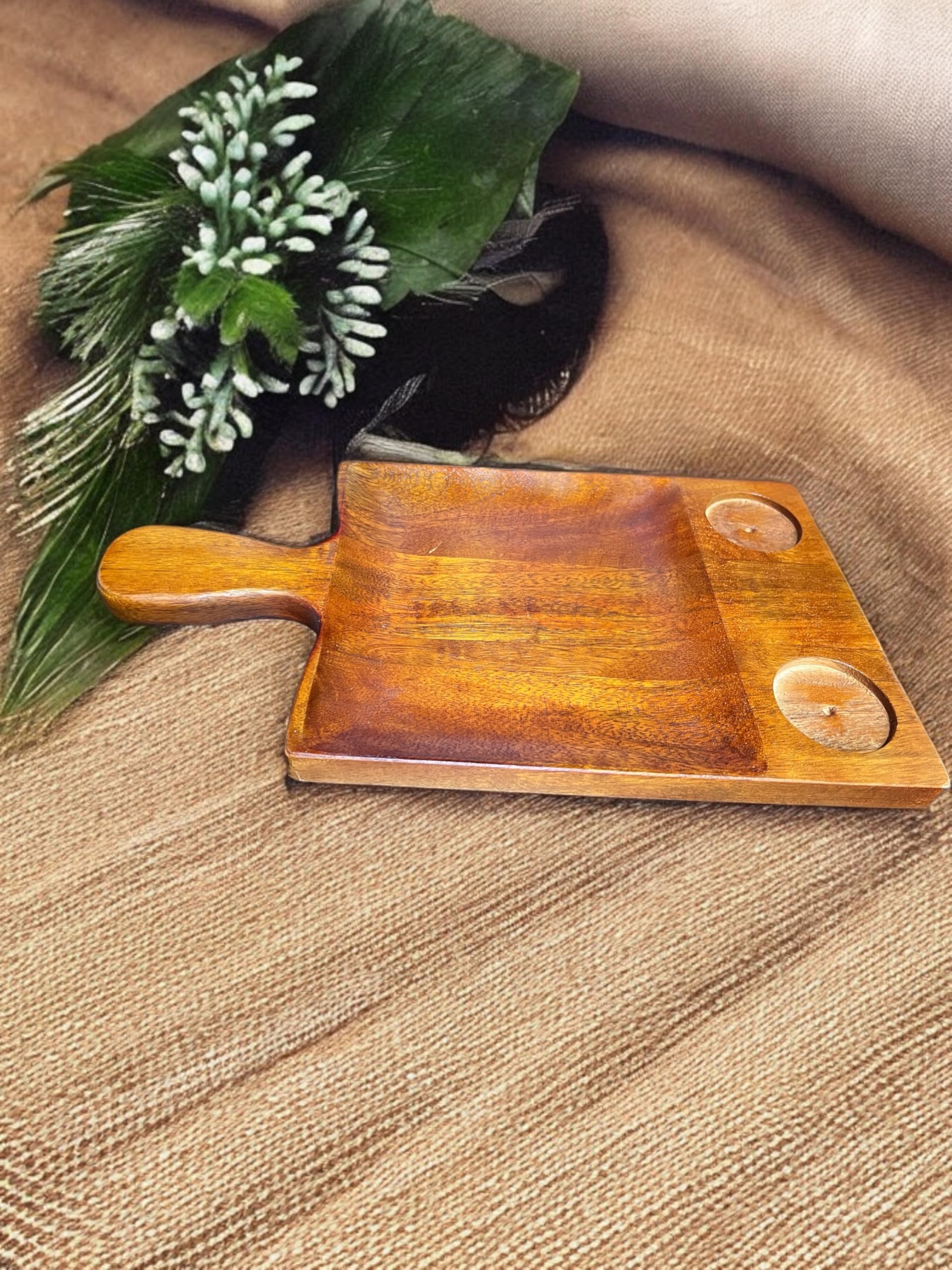 WEDONE Wooden Snacks Serving Platter with Premium Insert Perfect for Serving Appetizers, Snacks, and Desserts at Parties, Gatherings for Home Kitchen and Cafe Restaurant Natural Brown.