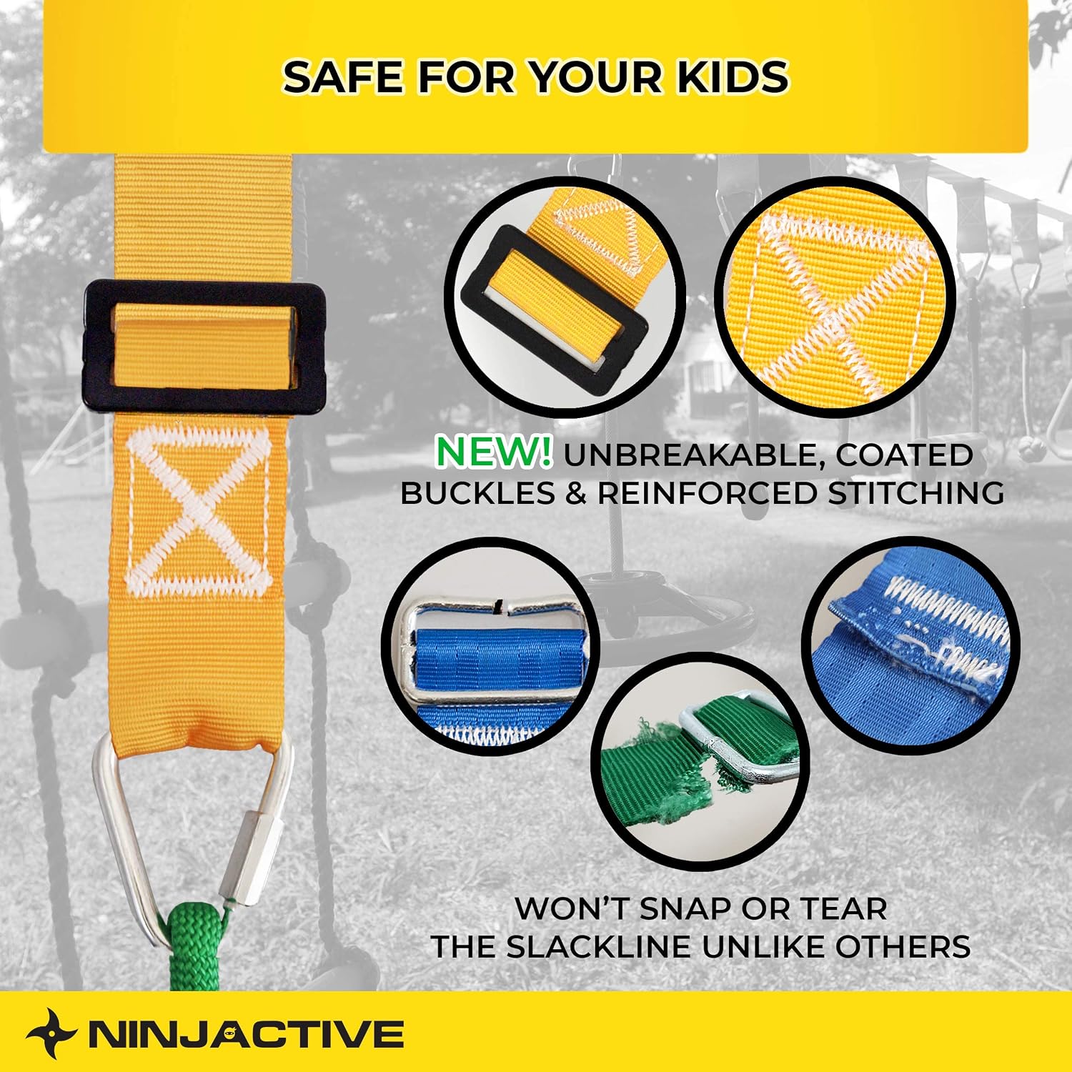 Hоttеѕt Sаlе NINJACTIVE Ninja Obstacle Course for Kids with 3 Play Modes, 2 Slack Lines - 2x50’ Weatherproof Slackline Warrior Course with 11 Attachments Like Ladder, Arm Trainer, 360-degree Spinning Wheel Bеѕt Sеllеr NINJACTIVE Ninja Obstacle Course for Kids with 3 Play Modes, 2 Slack Lines - 2x50’ Weatherproof Slackline Warrior Course with 11 Attachments Like Ladder, Arm Trainer, 360-degree Spinning Wheel