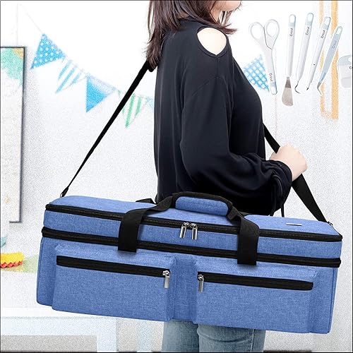 Miniatura 7 de Bolsa Luxja para transporte, de doble capa, compatible con máquinas y suministros de suajado Cricut Explore Air 2 y Maker (solo la bolsa, patente
