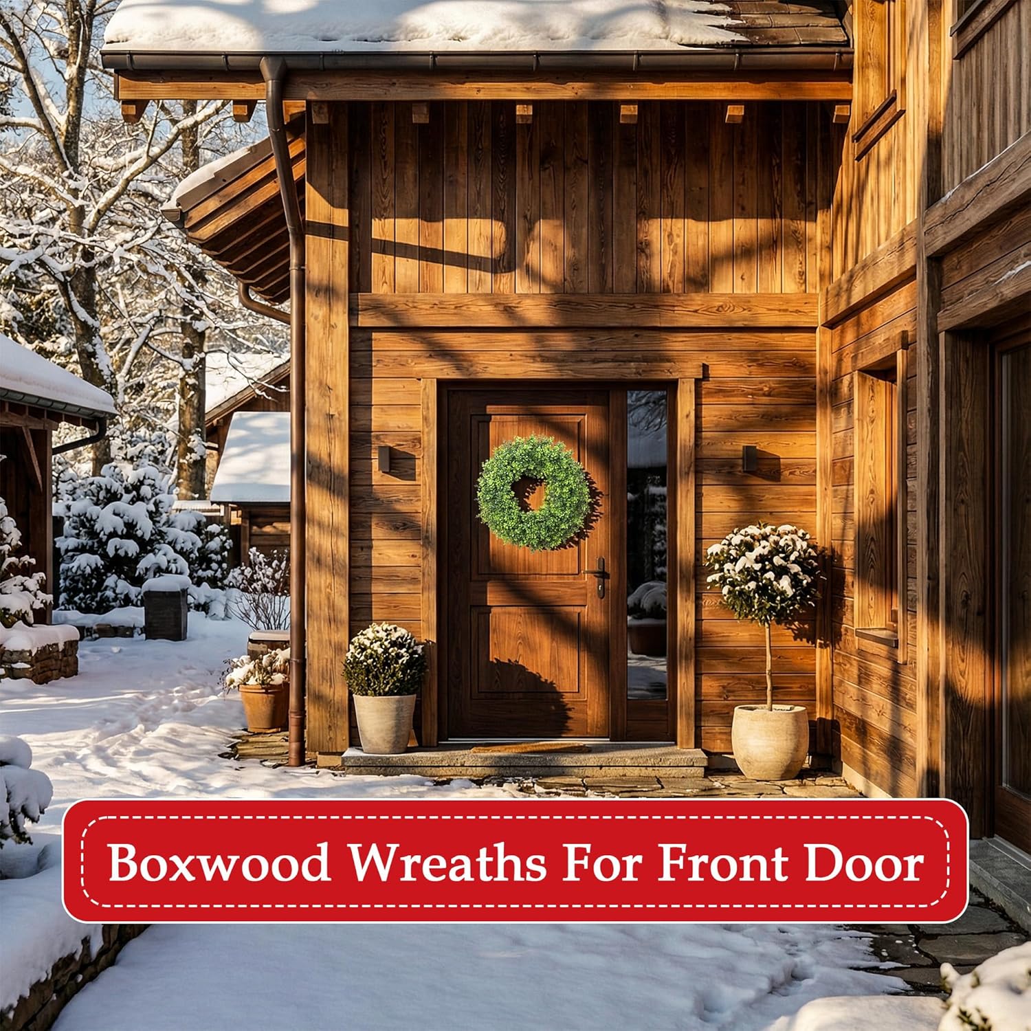 20IN Artificial Boxwood Wreaths for Front Door,Spring Summer All Season Wreath,Green Wreath Suitable for Wall、Door、Farmhouse 、Indoor、Outdoor Decor