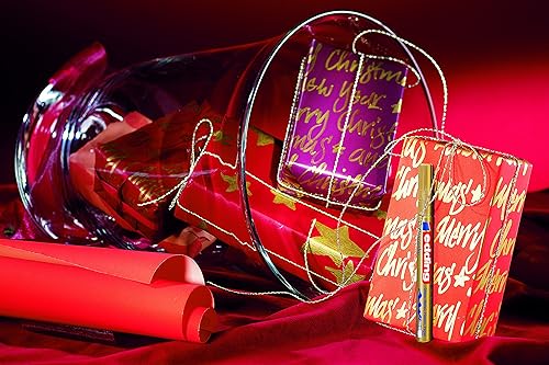 Miniatura 15 de edding 751 rotulador de pintura brillante, dorado, plateado, paquete de 2 marcadores de pintura, punta redonda de 0.039-0.079 in, bolígrafo de