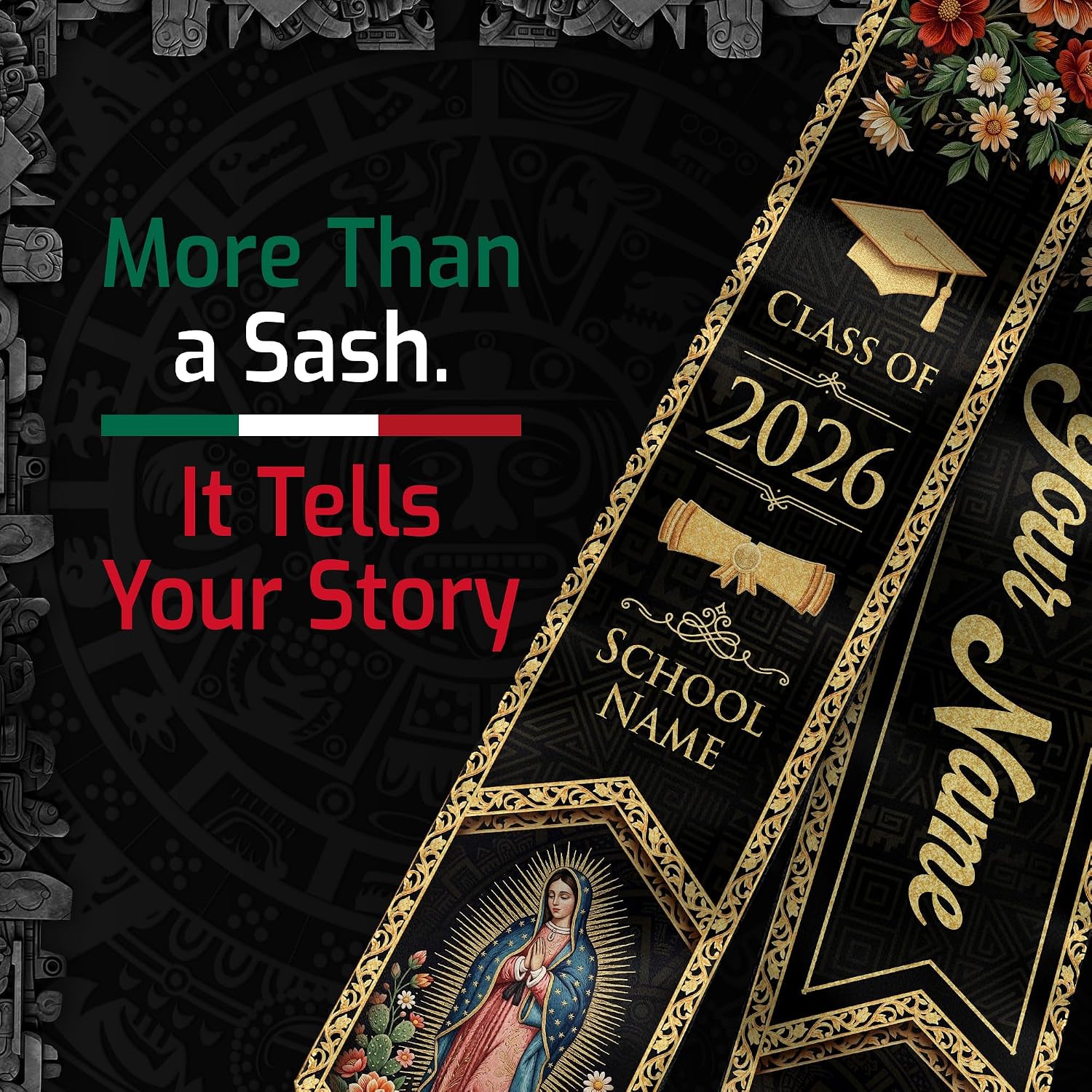 Custom Mexican Graduation Sash 2026, Stole Mexican Class Of 2026, Graduation Stole Mexico