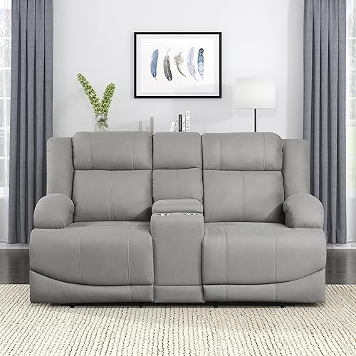 Lexicon Landwood Power - Sofá biplaza reclinable doble, color gris