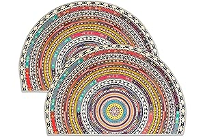 2 Pcs Half Round Home Welcome Door Mat,24'X36'Bohemian Style Indoor Welcome Doormat...